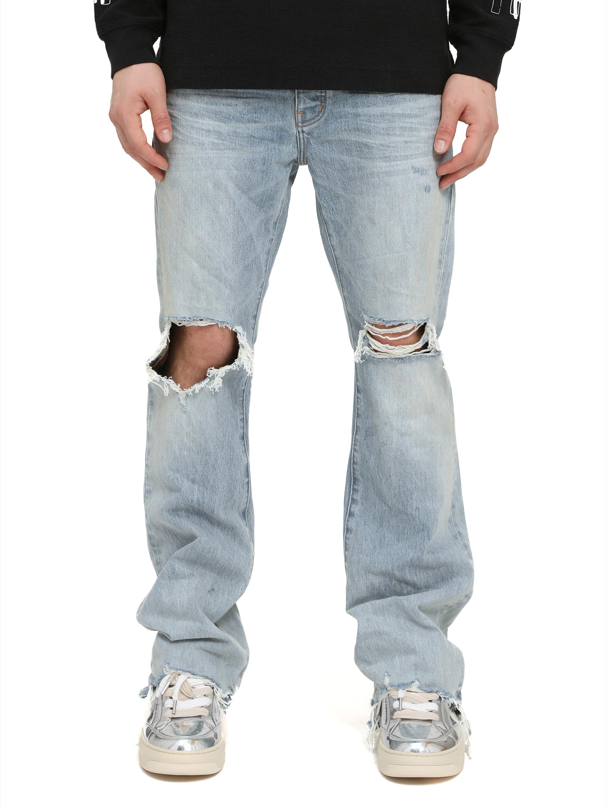 Purple Brand Men's Lucca Fade Distressed Bootcut Jeans - Light Indigo