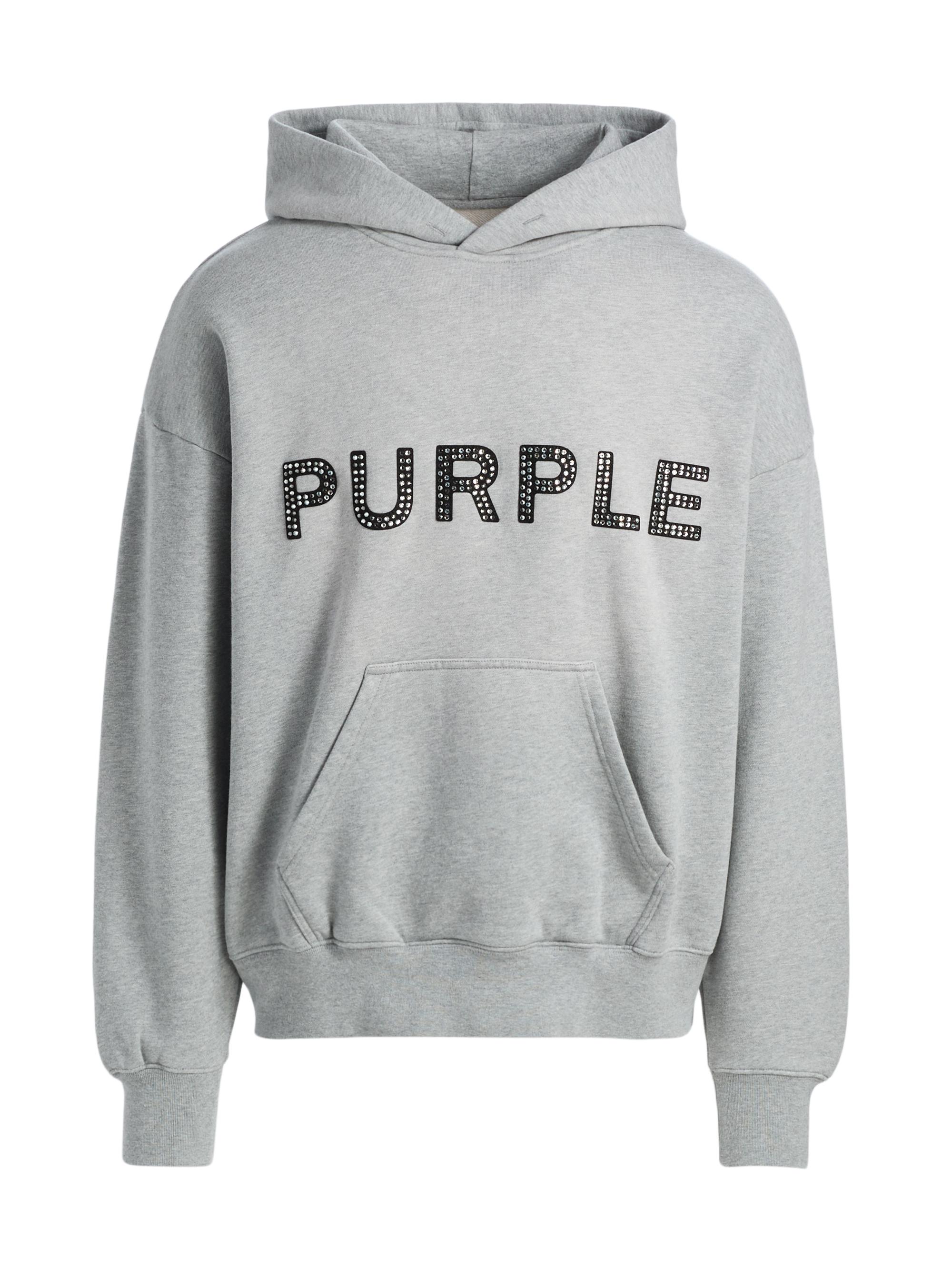Purple Brand Men's Embellished Logo Fleece Cotton Oversized Hoodie - Black