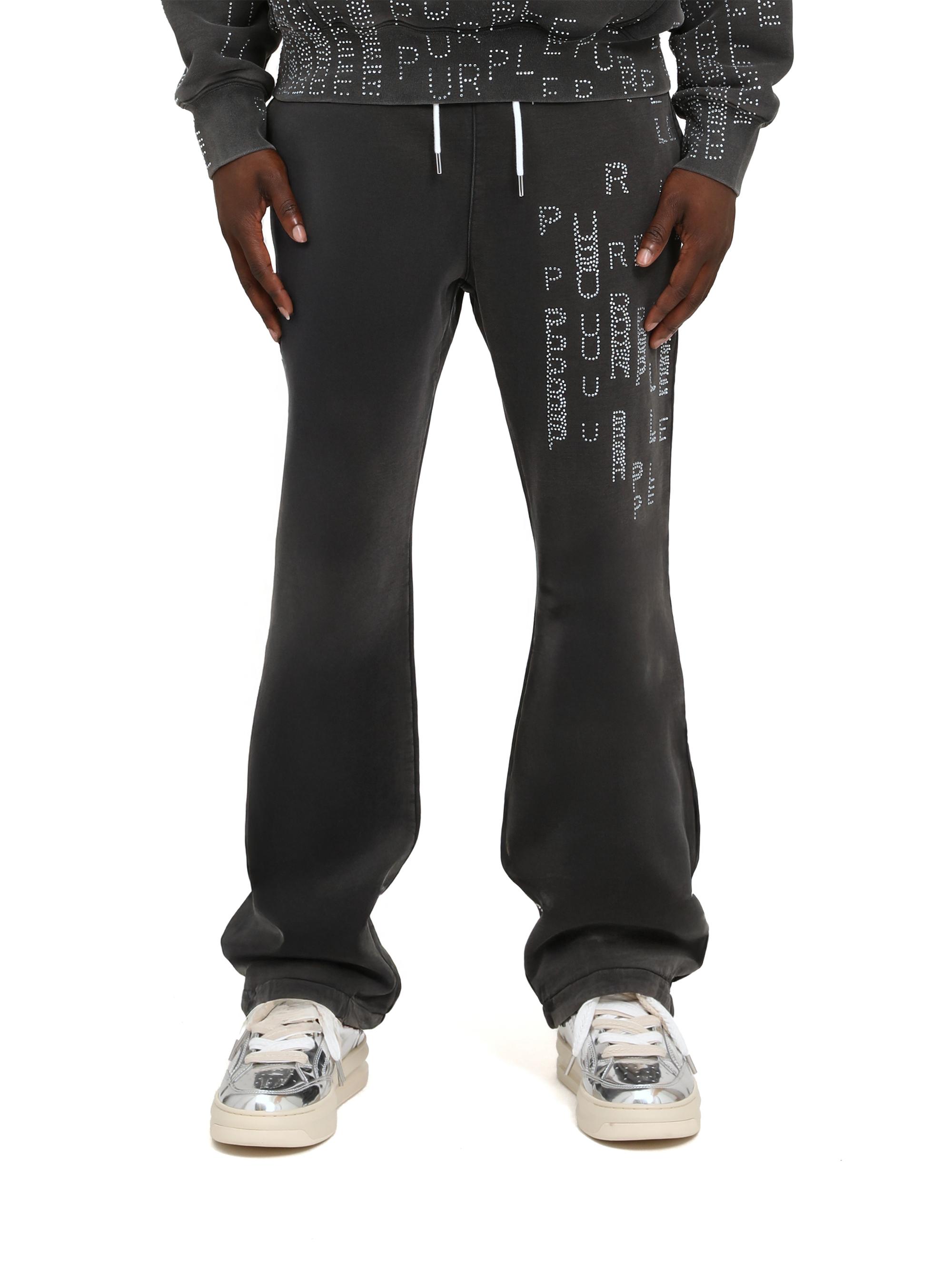 Purple Brand Men's Logo Fleece Flared Sweatpants - Black