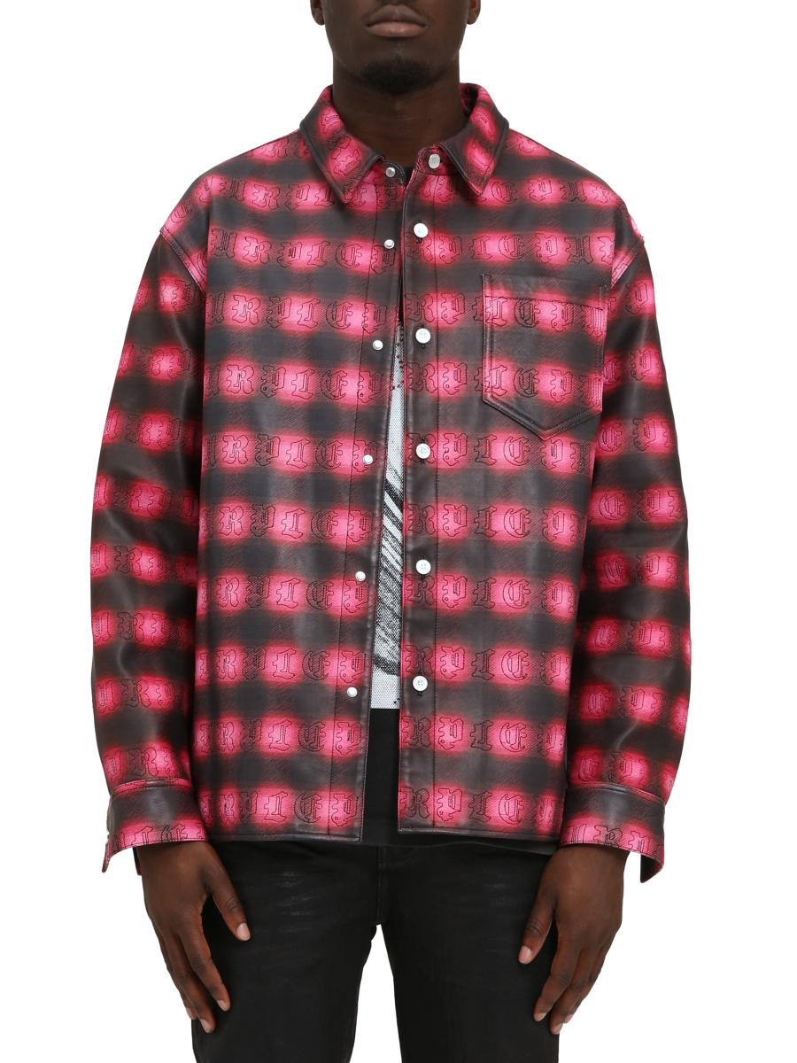 Purple Brand Plaid Leather Shacket | Saks Fifth Avenue
