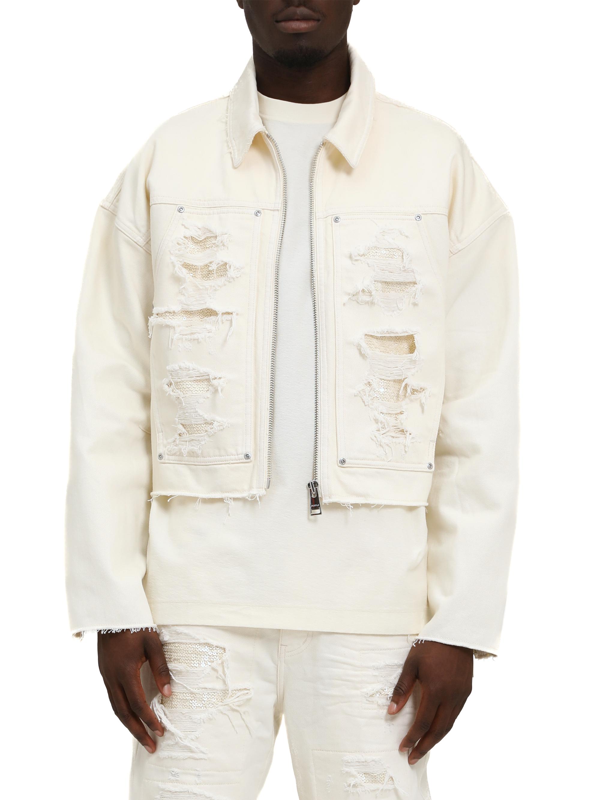 Purple Brand Men's Embellished Carpenter Blowout Jacket - Off White
