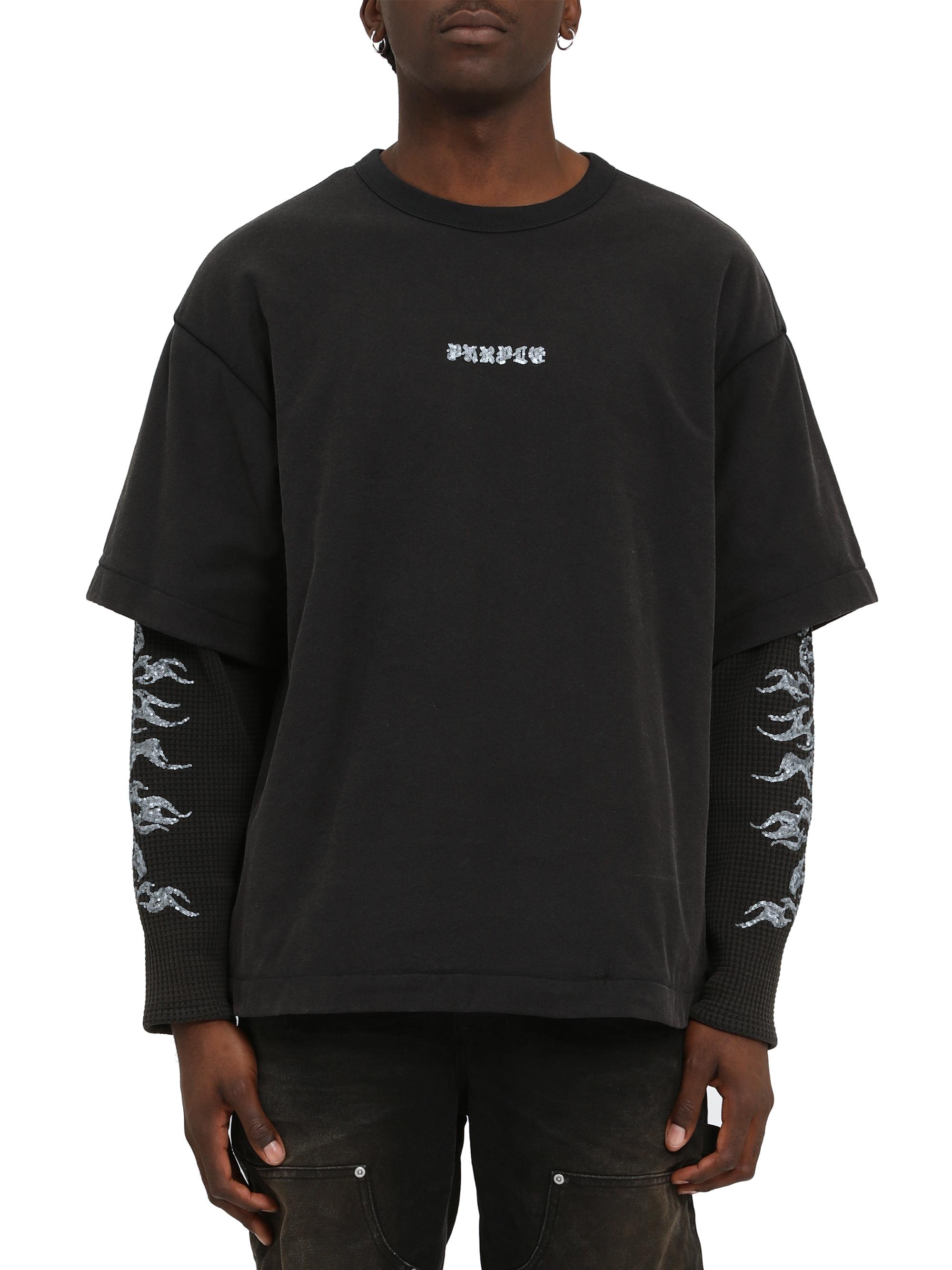 Purple Brand Men's Sequined Jersey Layered T-Shirt - Black