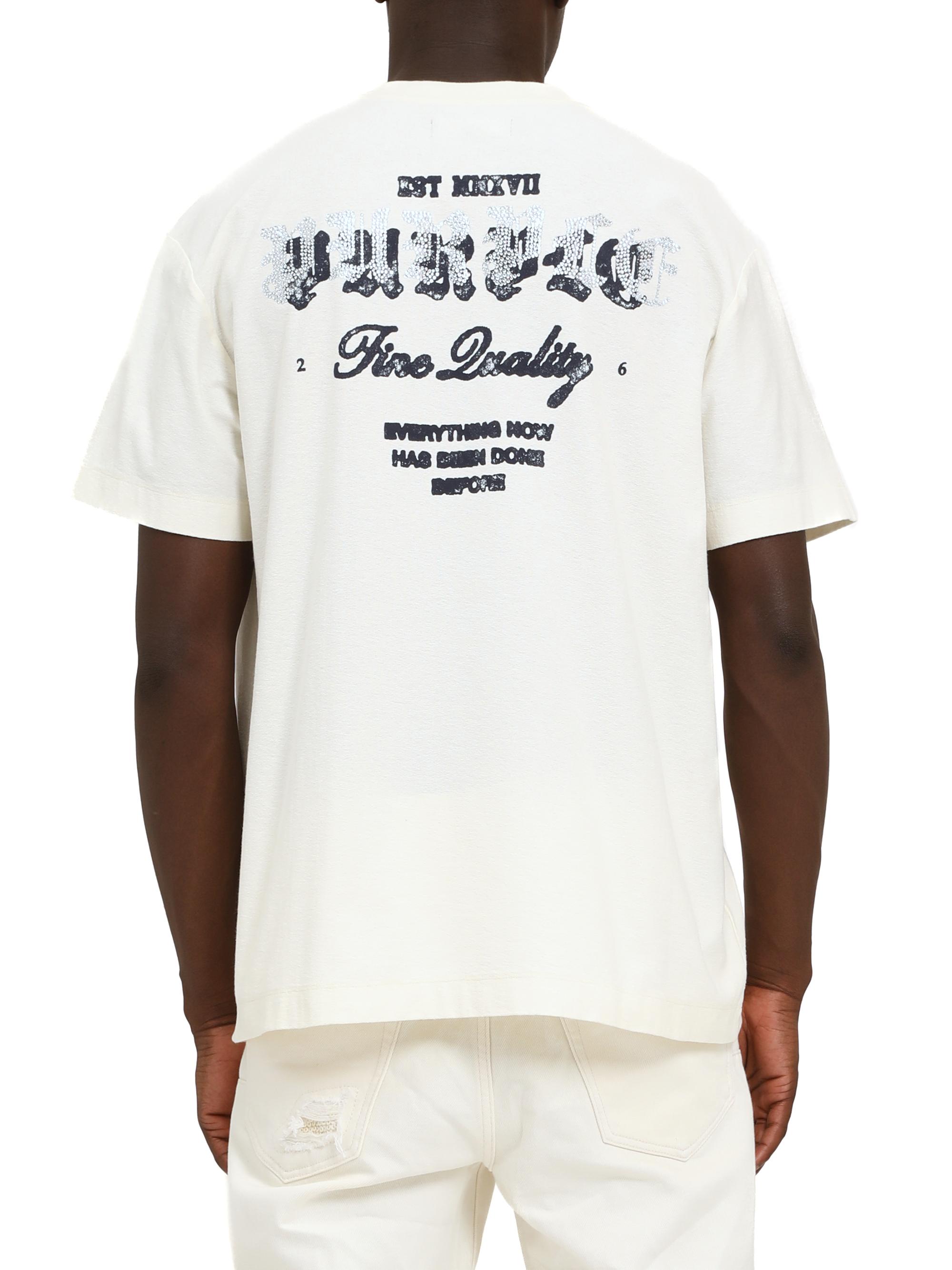 Purple Brand Men's Embellished Logo Jersey T-Shirt - Off White - back view in Off white
