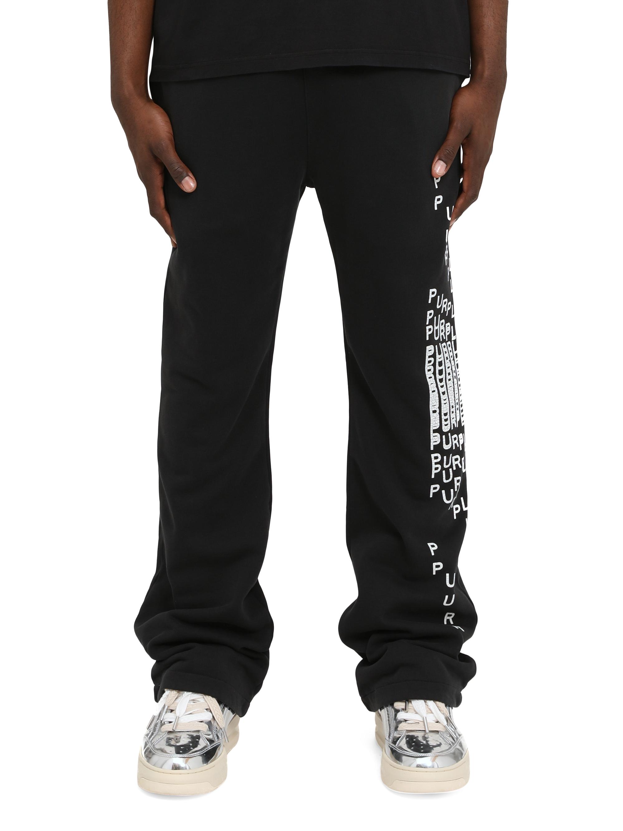 Purple Brand Men's Logo Fleece Flared Sweatpants - Black
