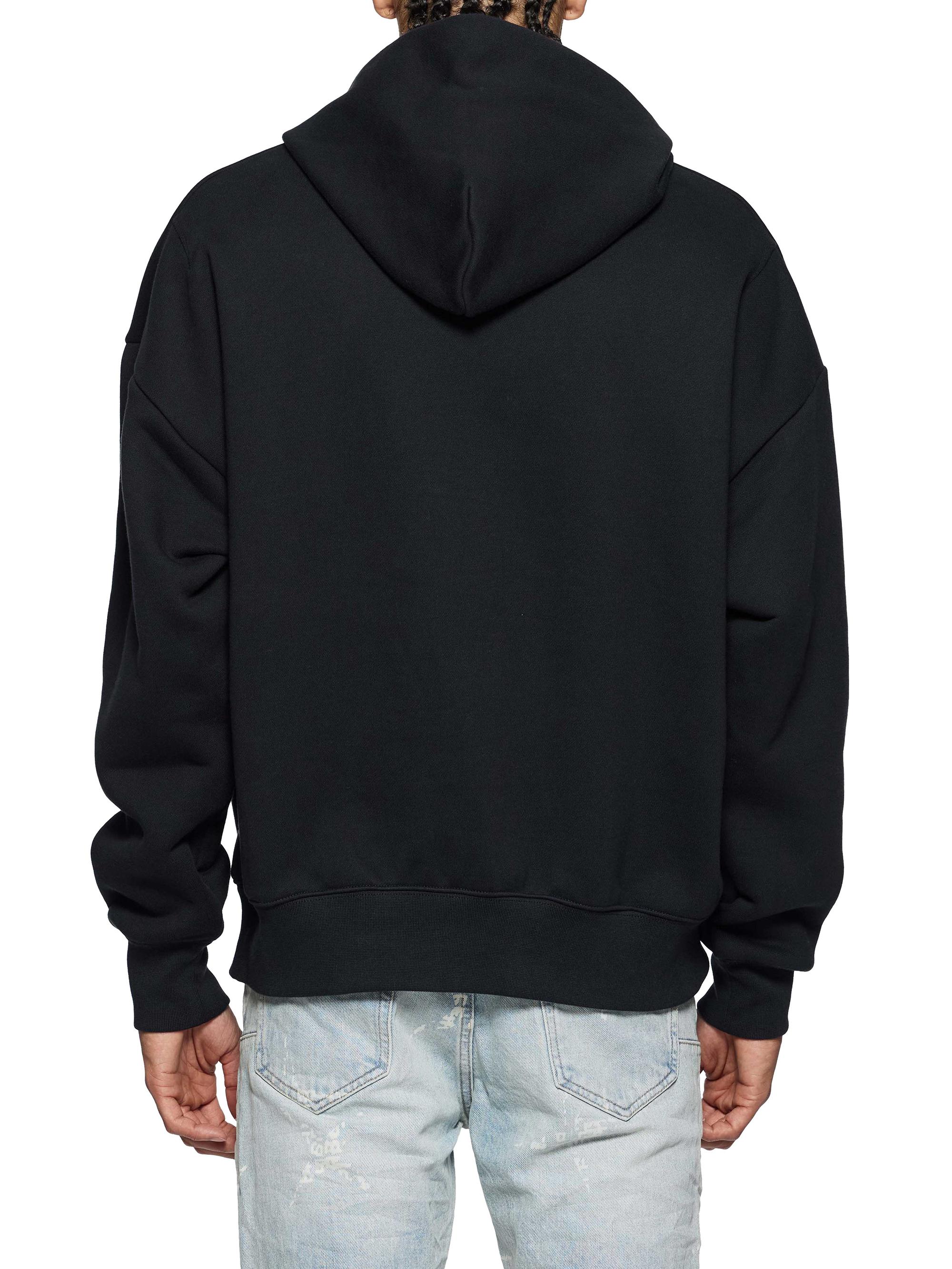 Purple Brand Men's Logo Fleece Oversized Hoodie - Black - back view in Black