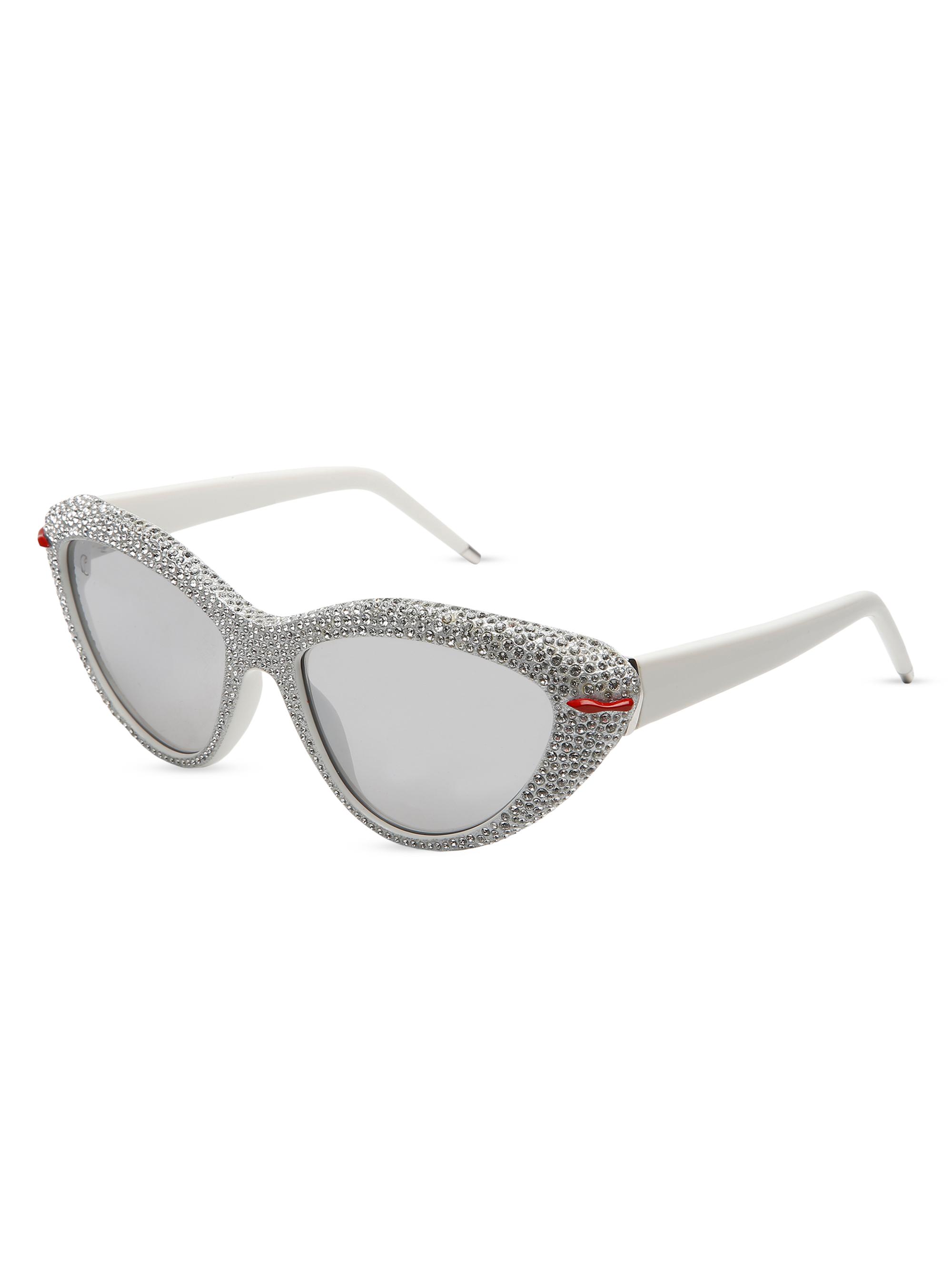 Christian Louboutin Women's Kate 56MM Crystal-Embellished Cat-Eye Sunglasses - White Silver