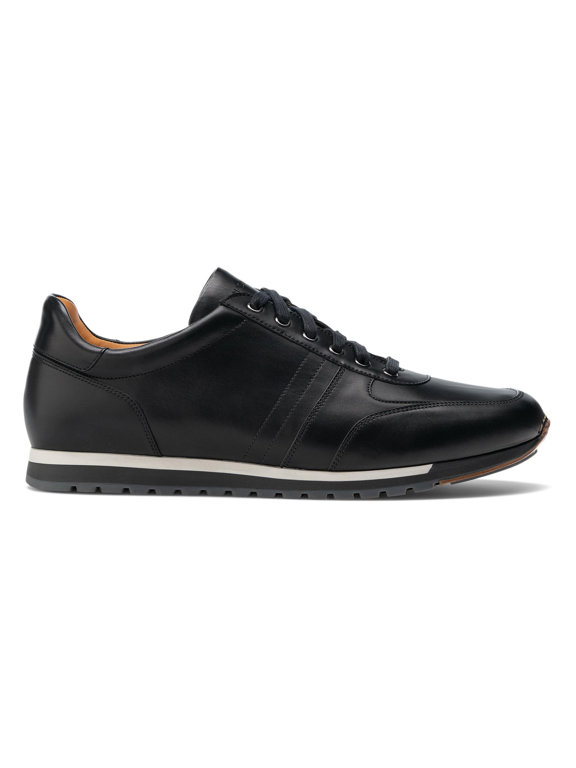 Magnanni Men's Ibiza Leather Low-Top Running Sneakers - Black