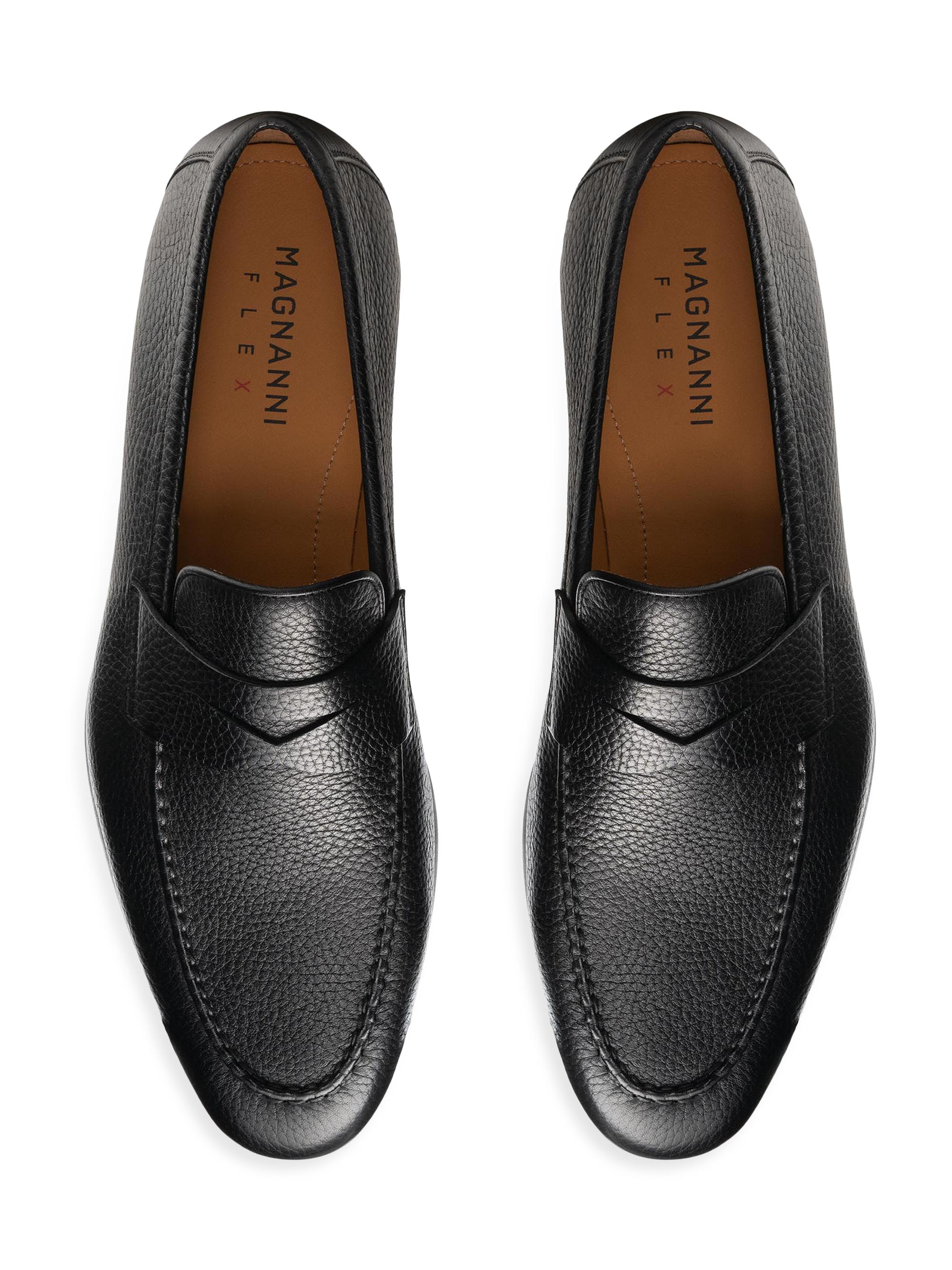 Magnanni Men's Diezma II Leather Penny Loafers - Black Texture