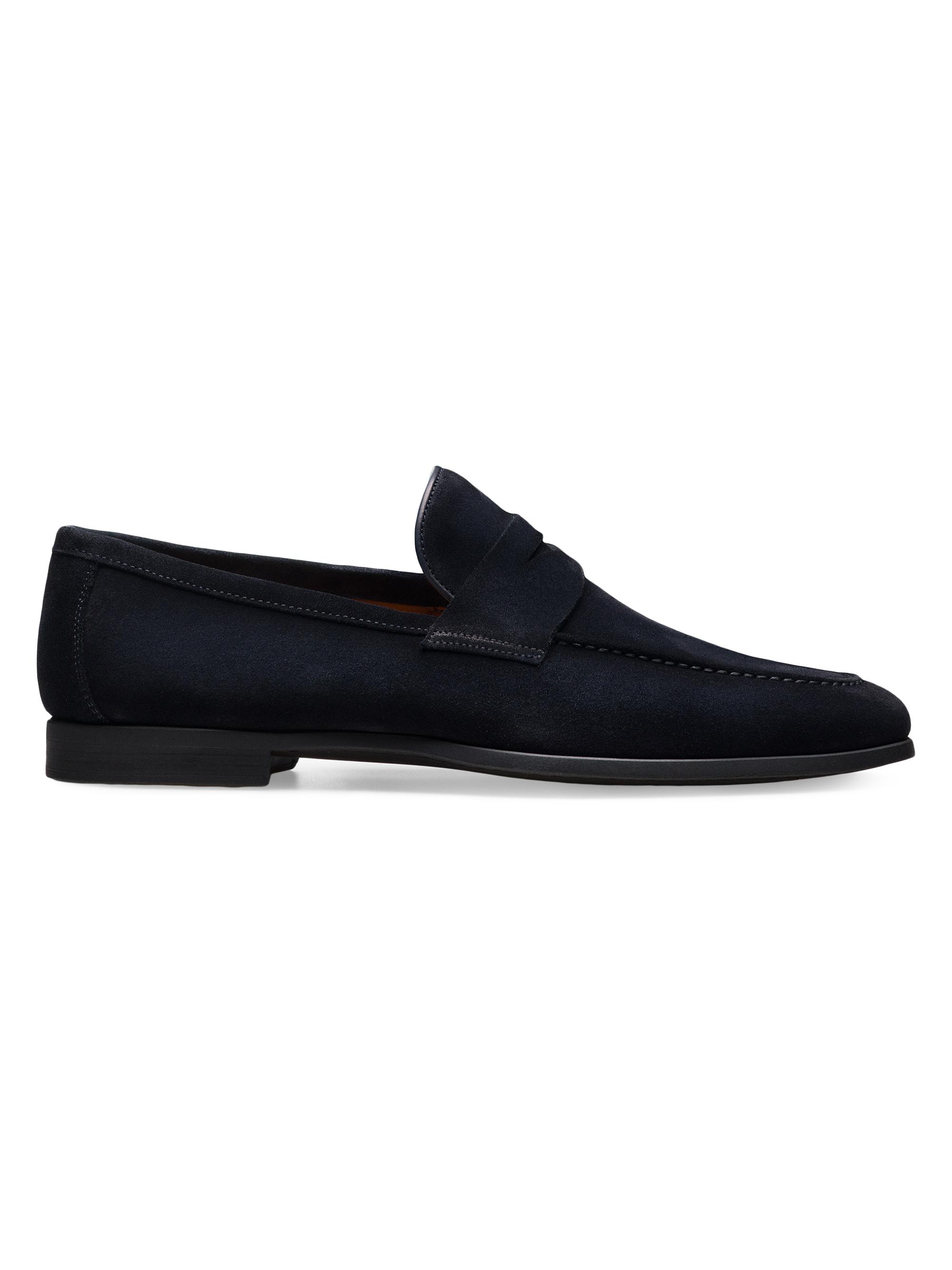 Magnanni Men's Diezma II Suede Penny Loafers - Navy Suede