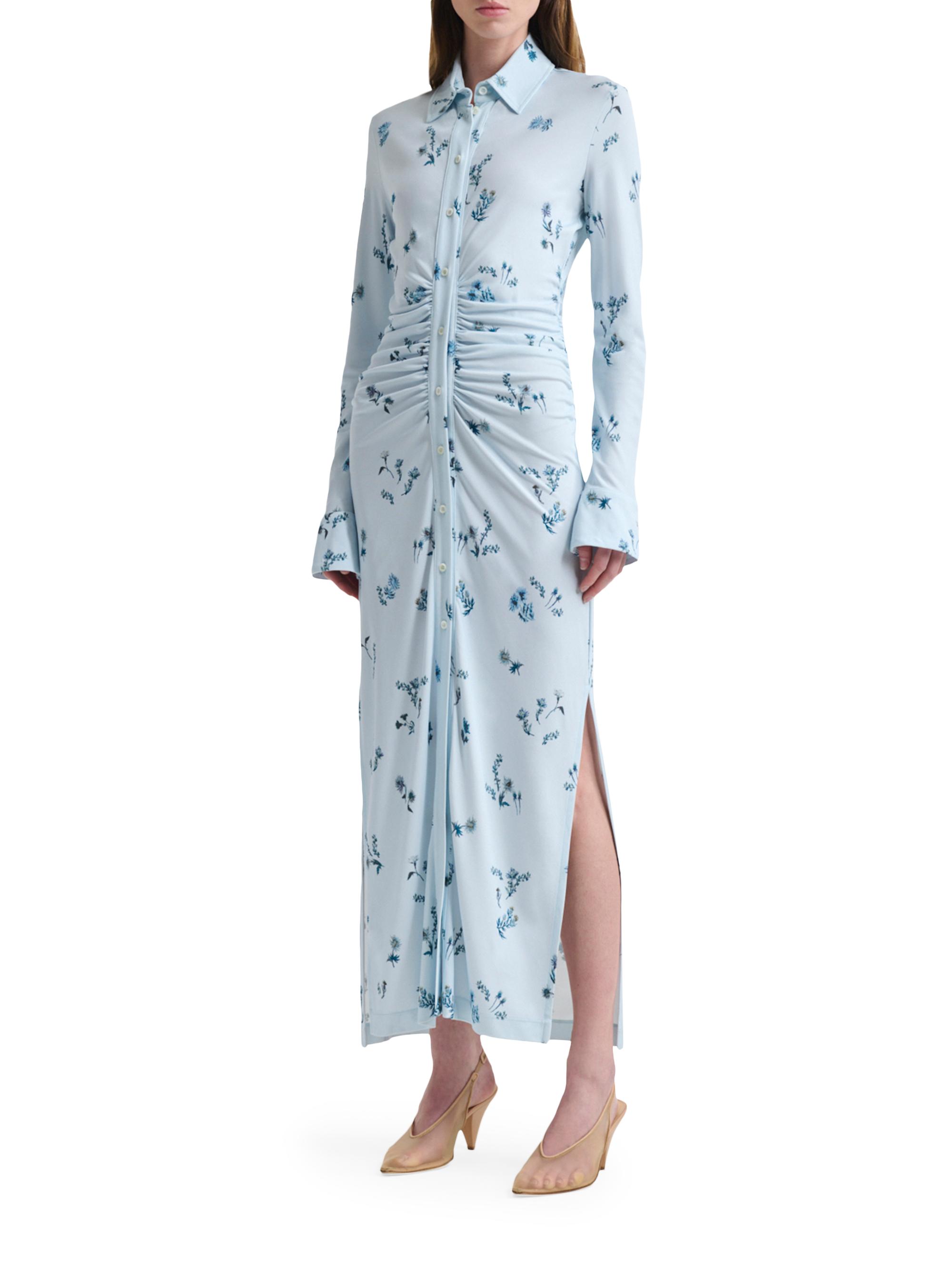 Altuzarra Women's Claudia Gathered Floral Shirtdress - Danube Shibori