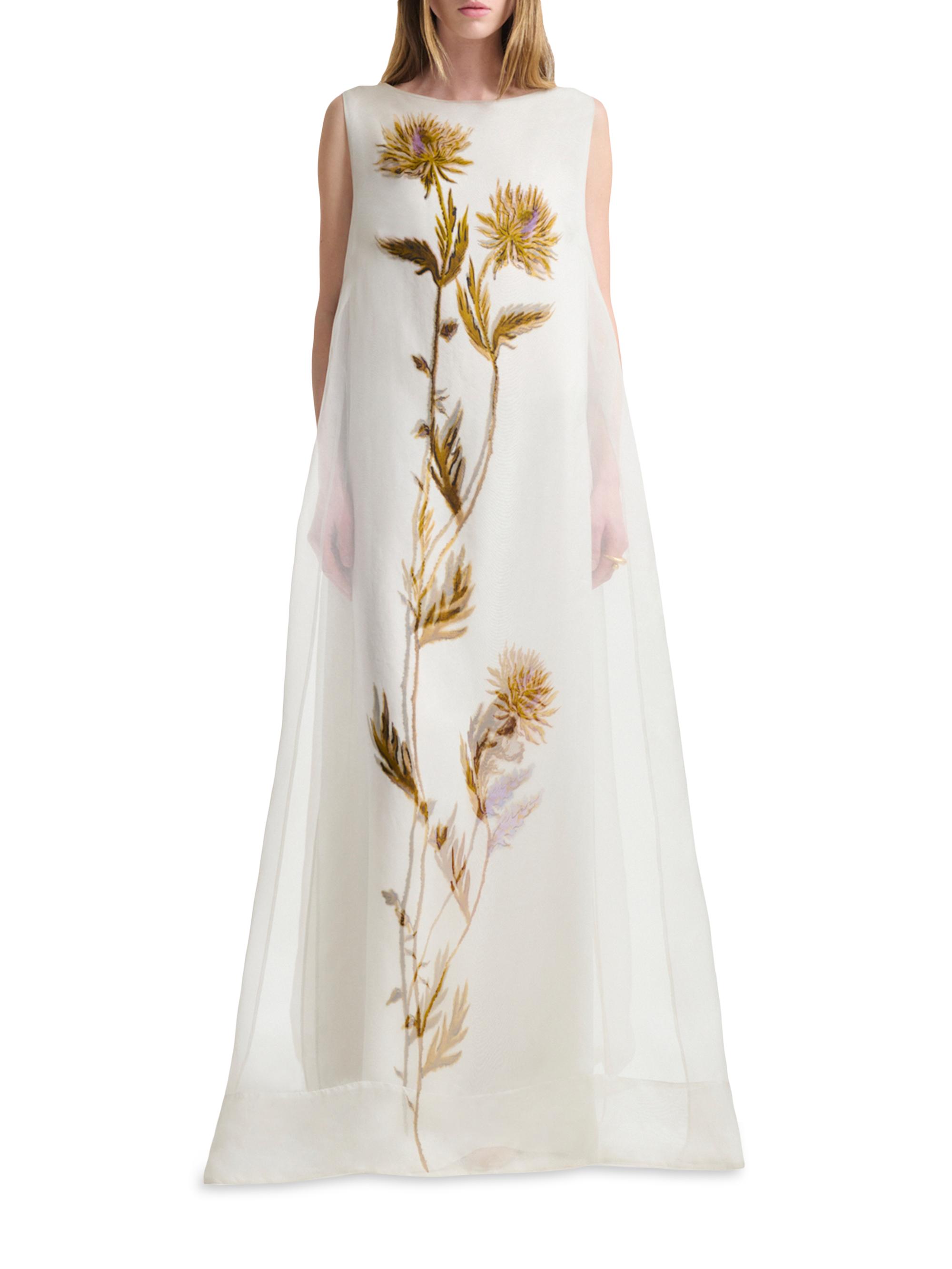 Altuzarra Women's Jools Blurred Floral Silk Gown - Macadamia