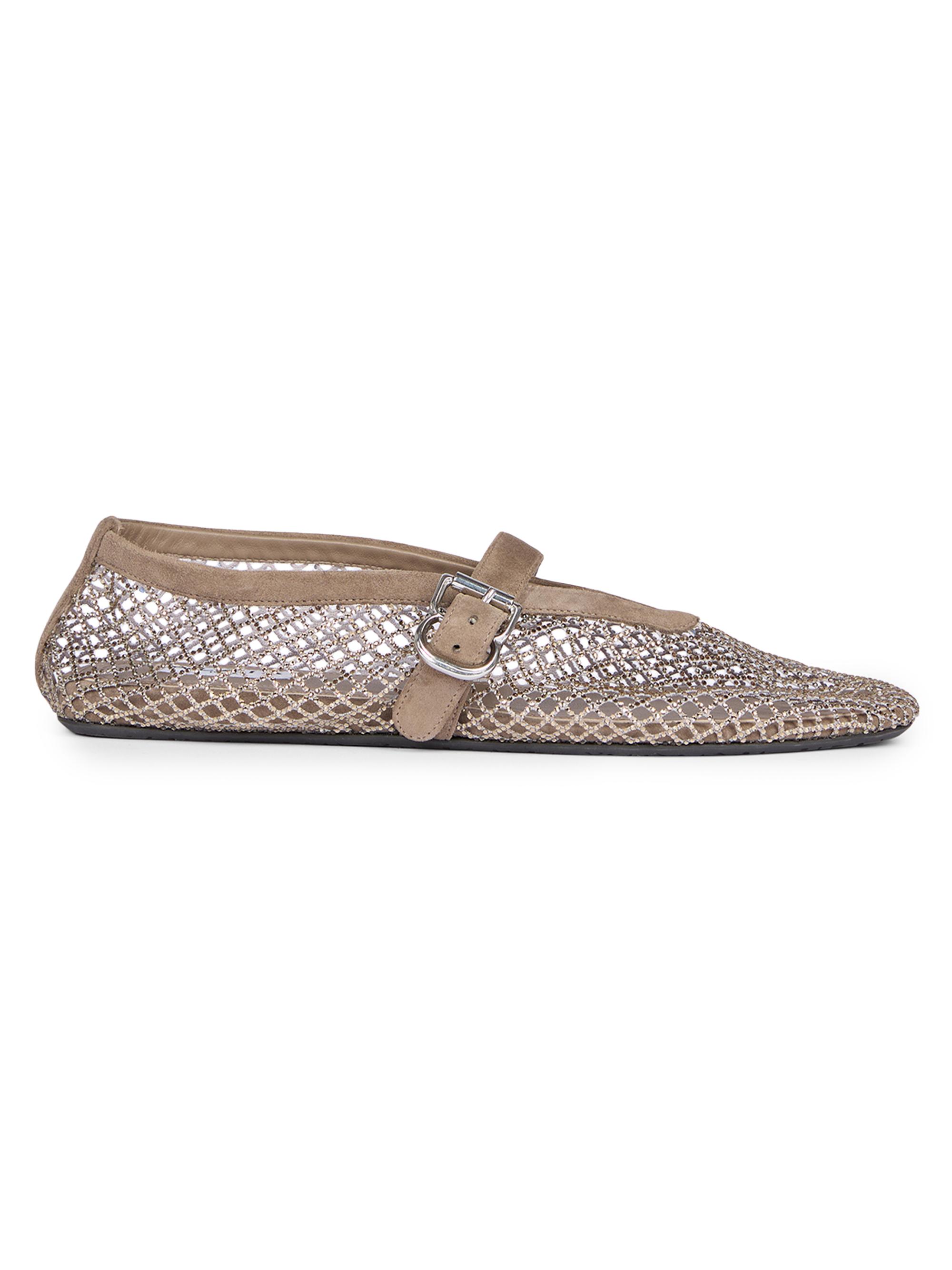 Alaïa Rhinestone-Mesh Buckle-Strap Ballet Flats | Saks Fifth Avenue