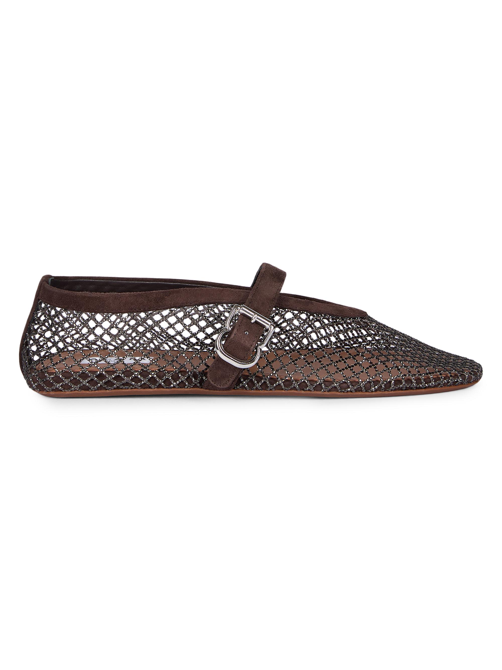 Alaïa Ballerina Strap Fishnet Flats | Saks Fifth Avenue