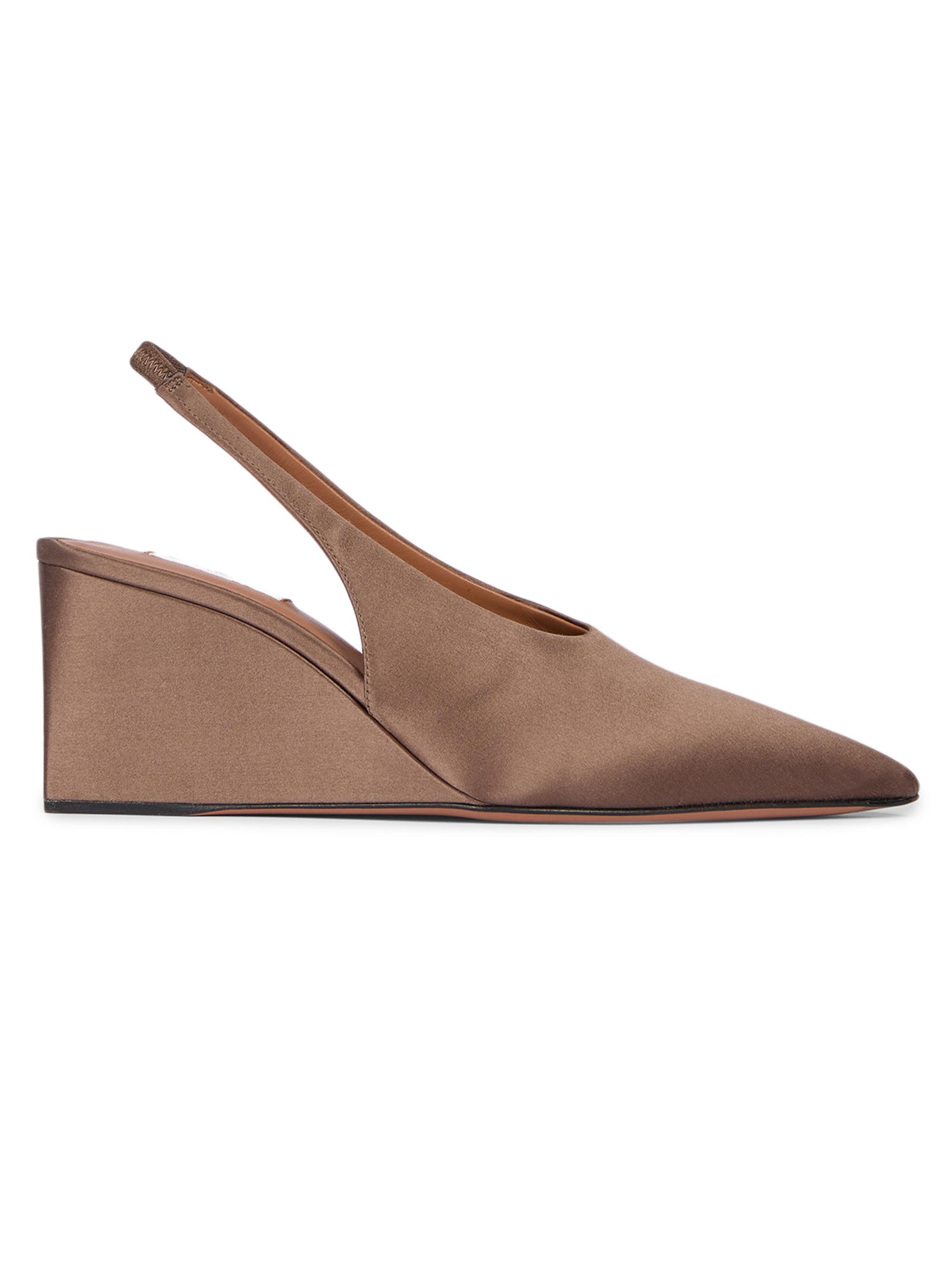 Alaïa Women's 75MM Satin Slingback Wedges - Chataigne