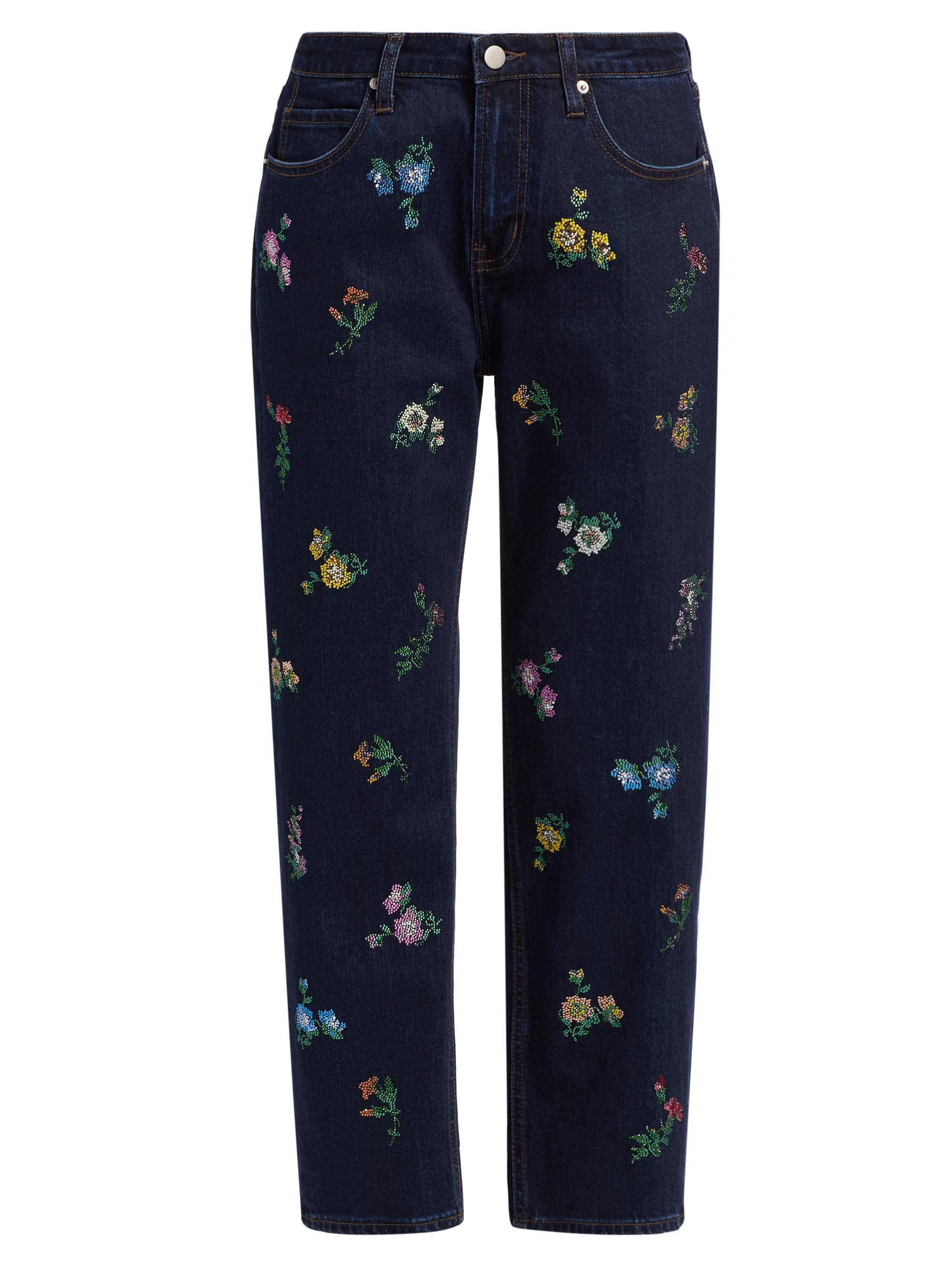 Libertine Women's Joy And Mirth Floral-Embroidered Boyfriend Jeans - Indigo