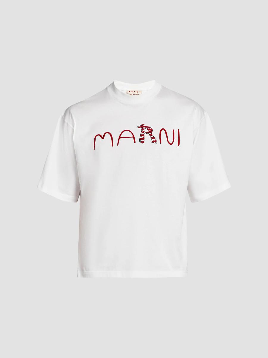 Marni Logo Crewneck Cotton T-Shirt | Saks Fifth Avenue