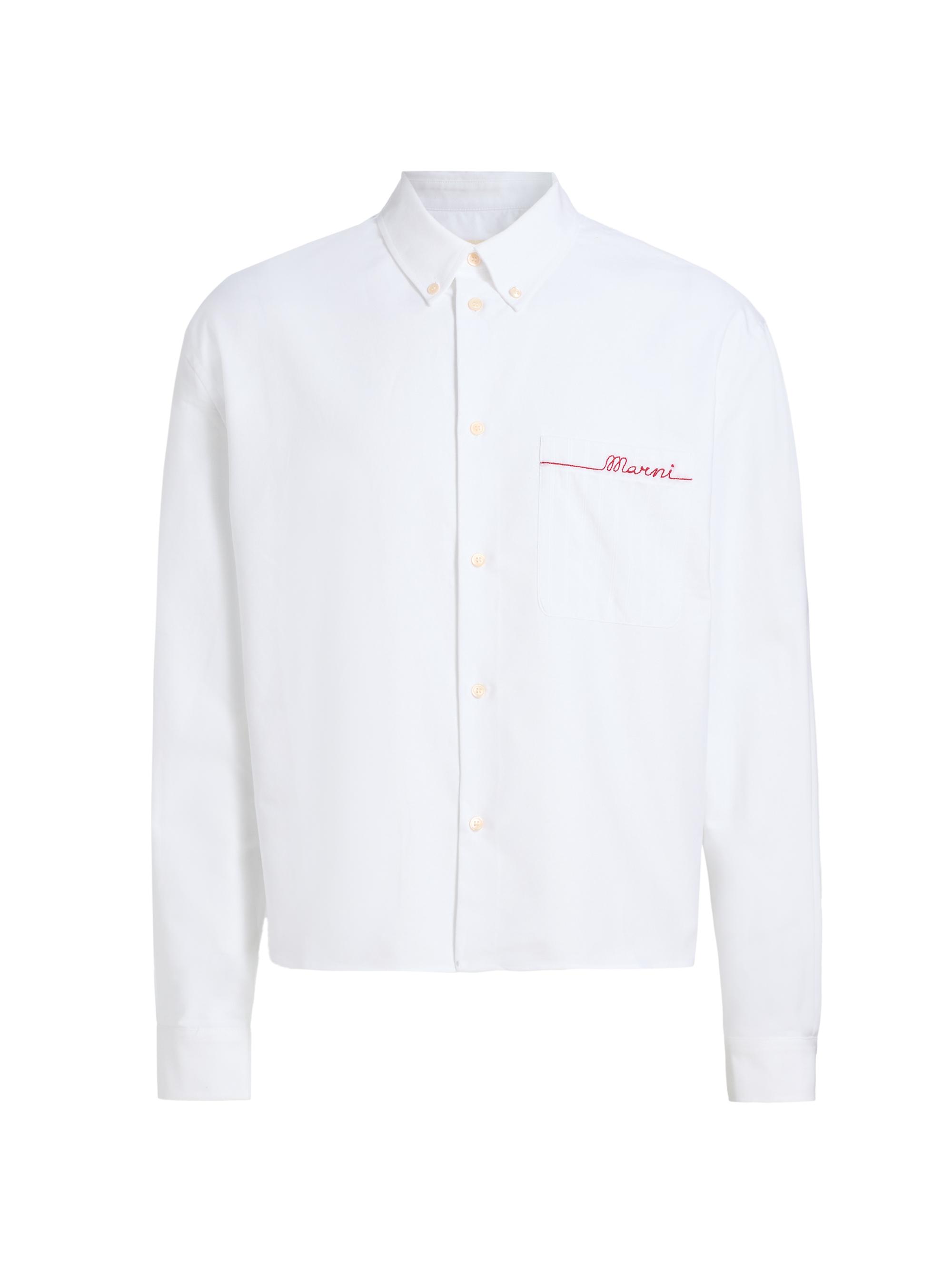Marni Men's Embroidered Cotton Oxford Shirt - Lily White