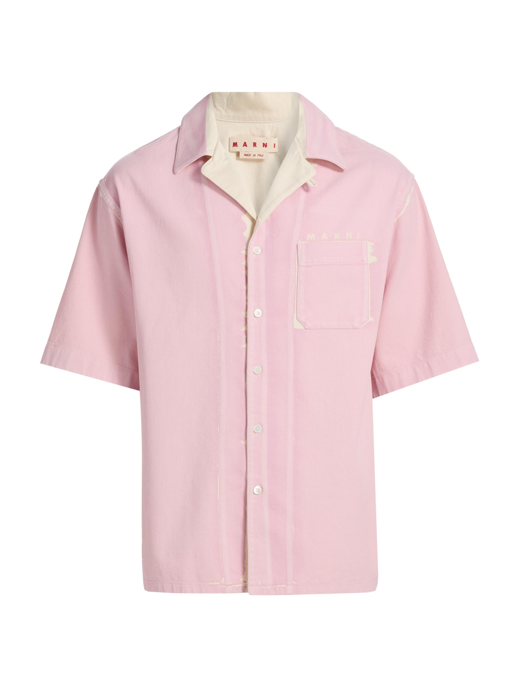Marni Men's Cotton Denim Bowling Shirt - Pink Gummy