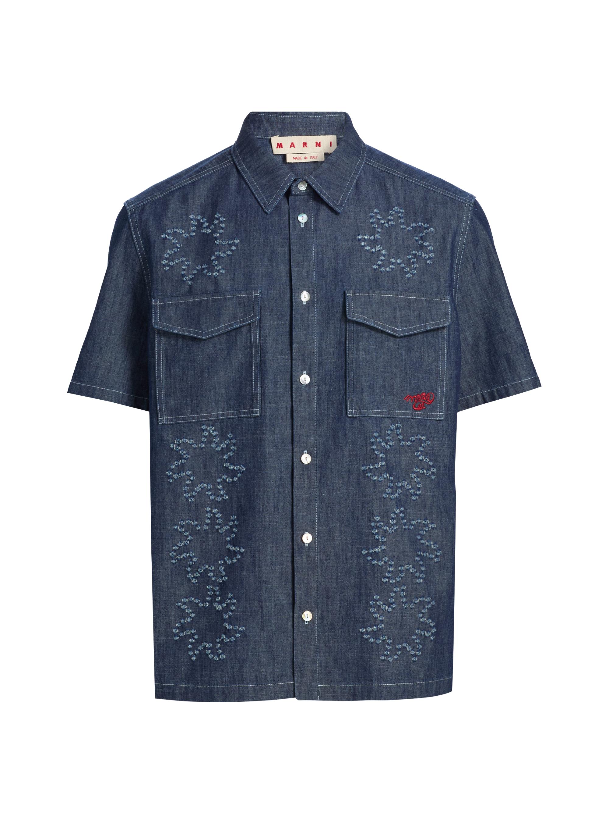 Marni Men's Frayed Denim Shirt - Orion Blue