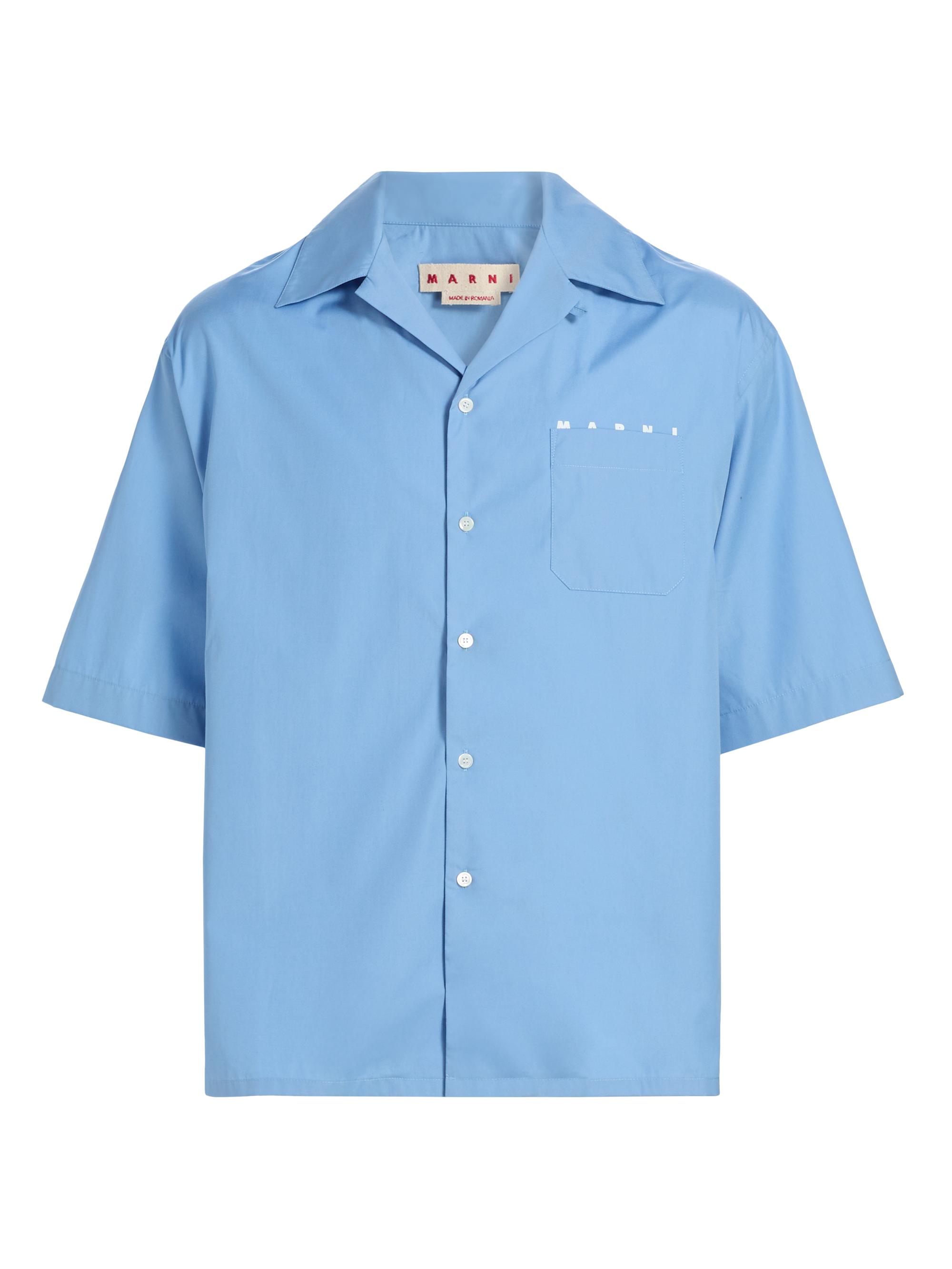 Marni Men's Cotton Poplin Bowling Shirt - Sky