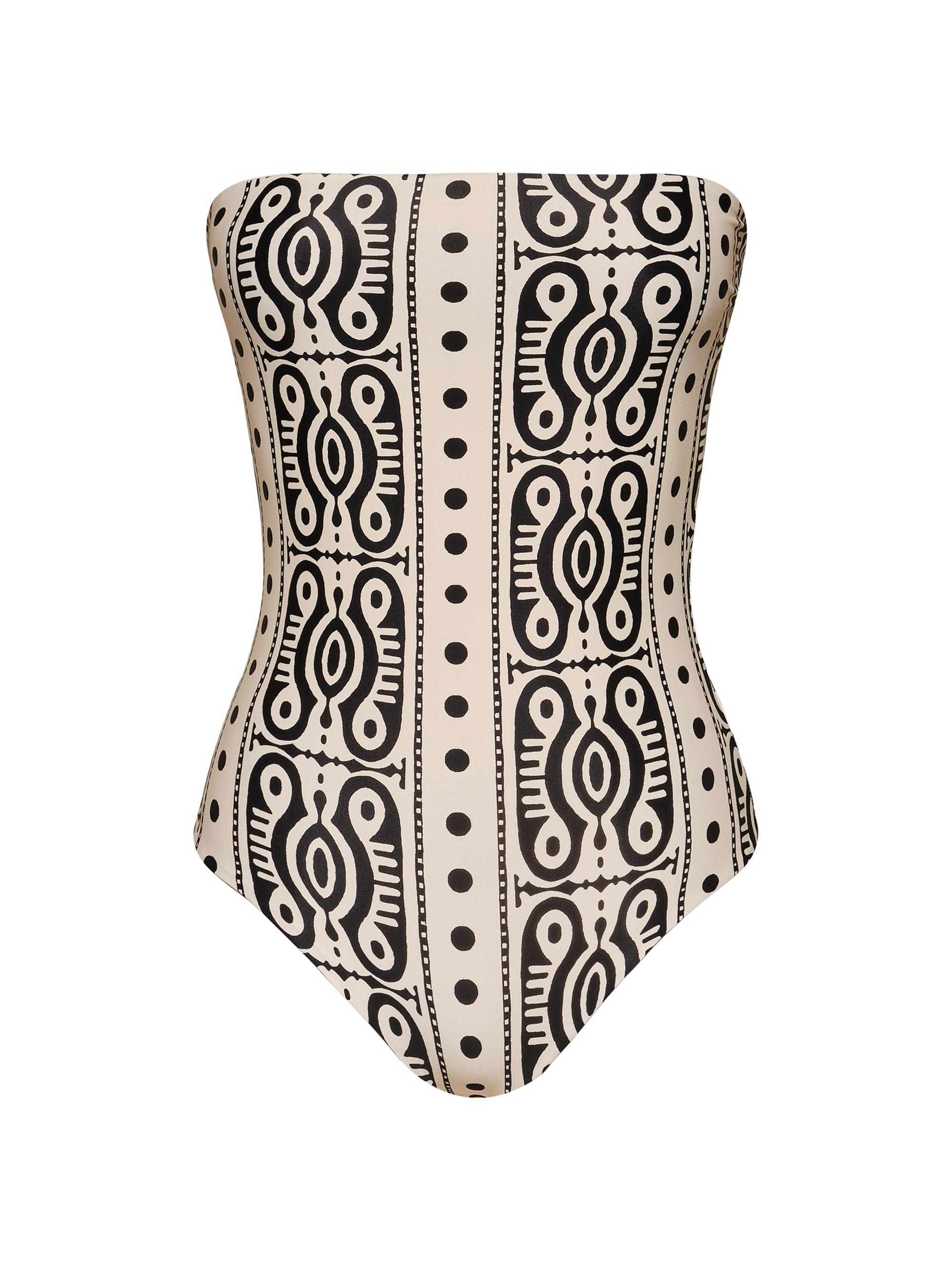 Sun Printed Strapless One-Piece Swimsuit