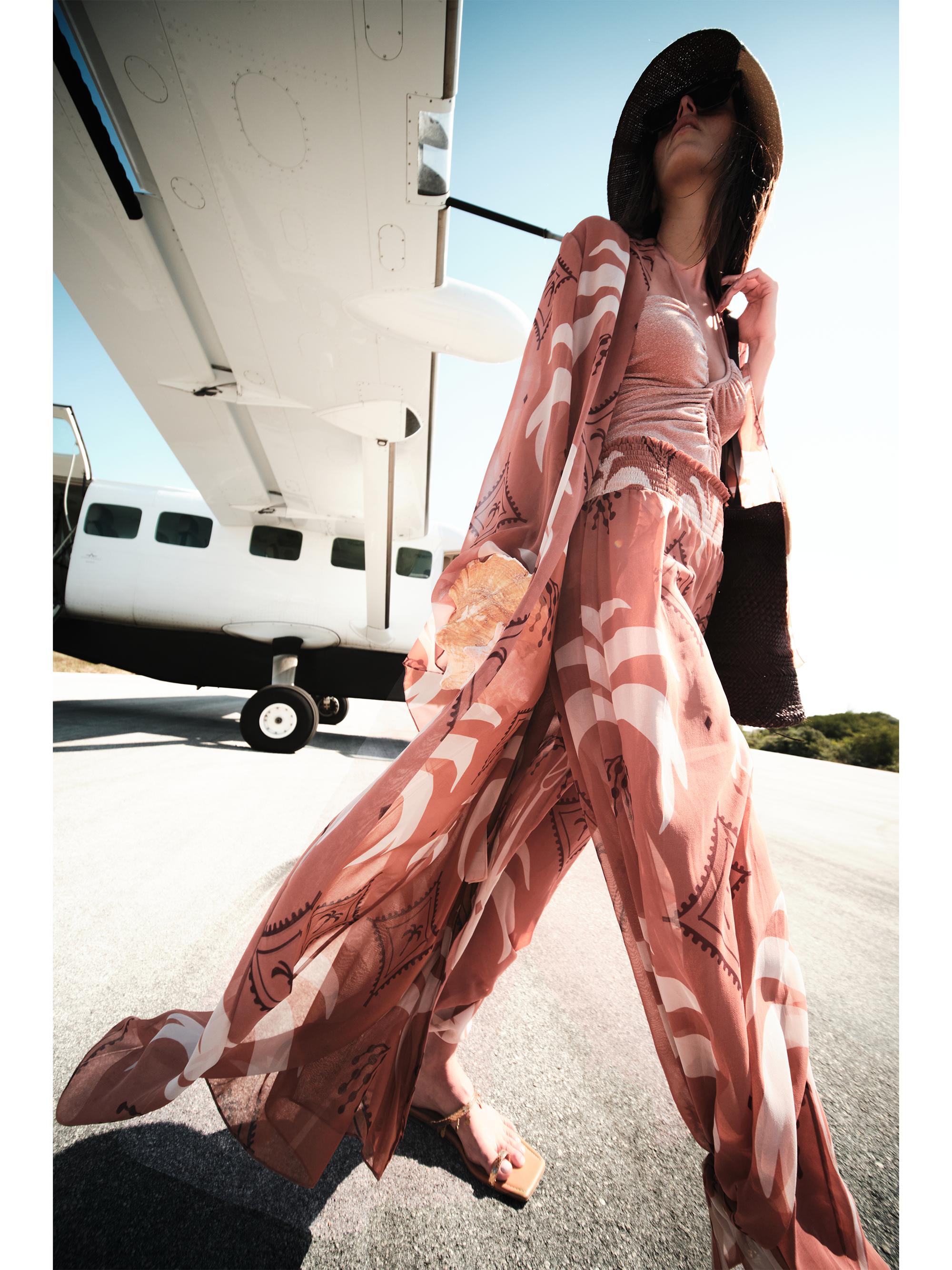 Johanna Ortiz Women's Amazon Sheer Kimono-Inspired Cover-Up Dress - Light Peach Ecru - Size Large