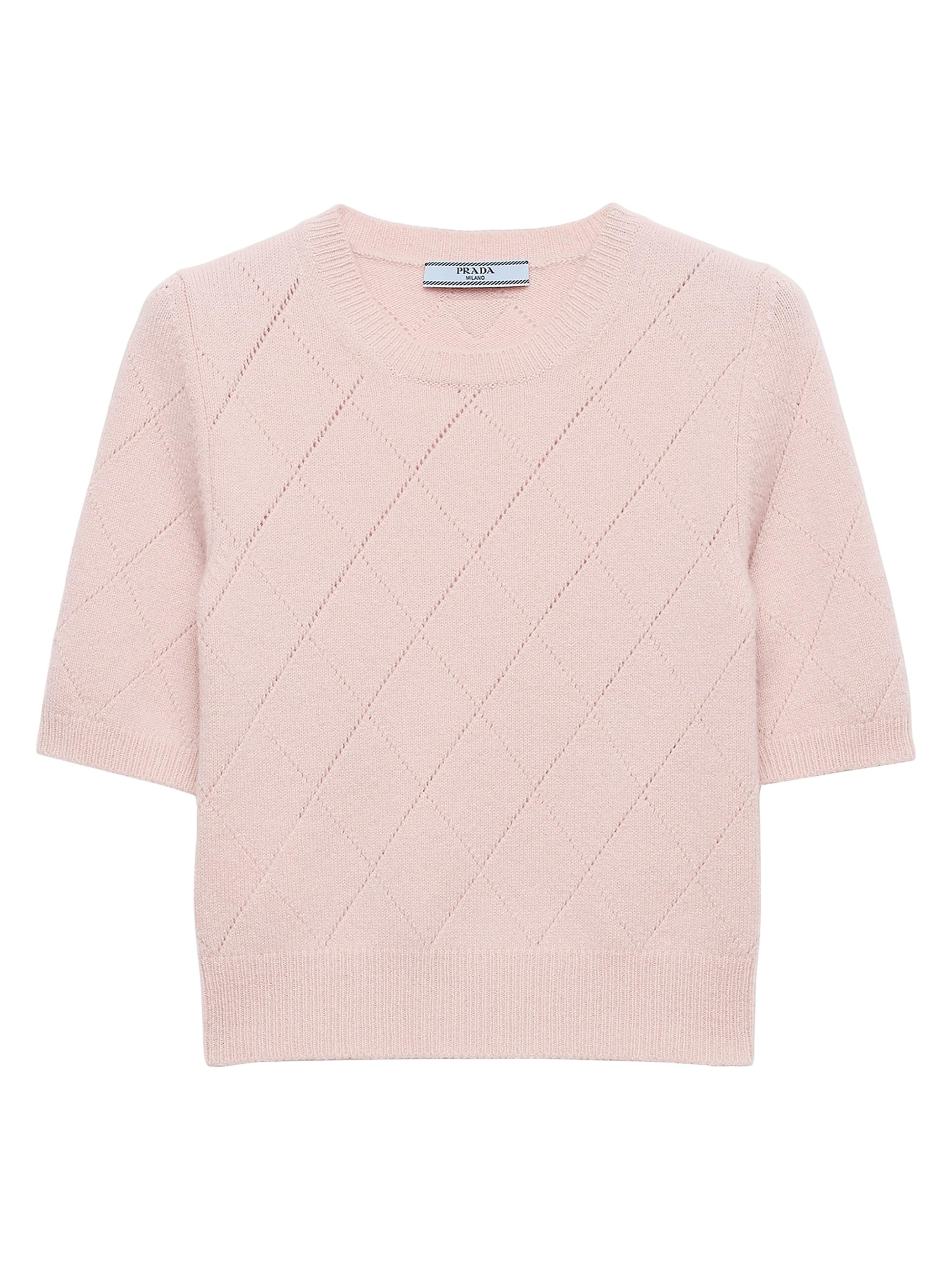 Prada Women's Short Sleeved Cashmere Sweater - Pink