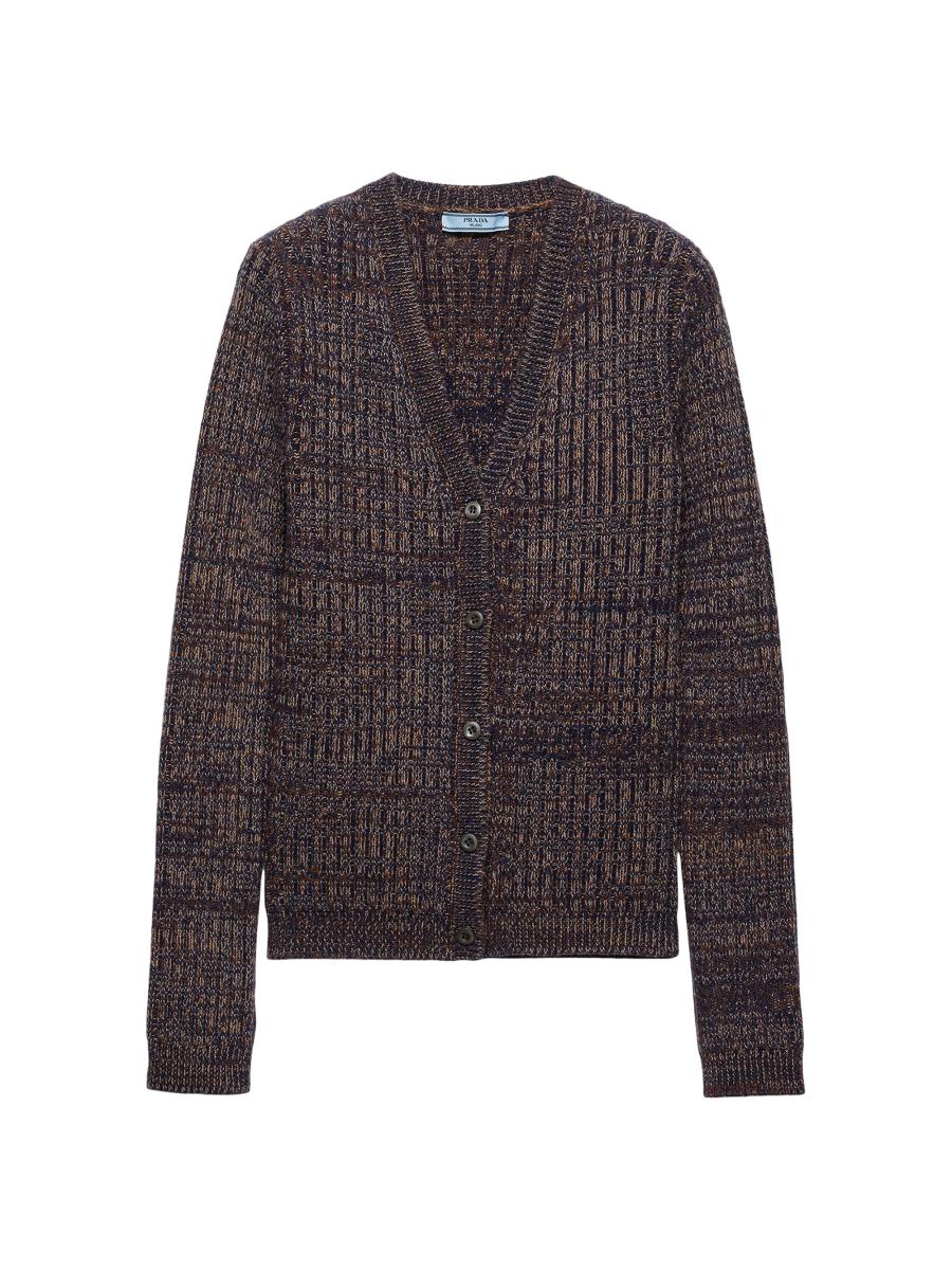 Prada Women's Mouline Wool Cardigan In Blue