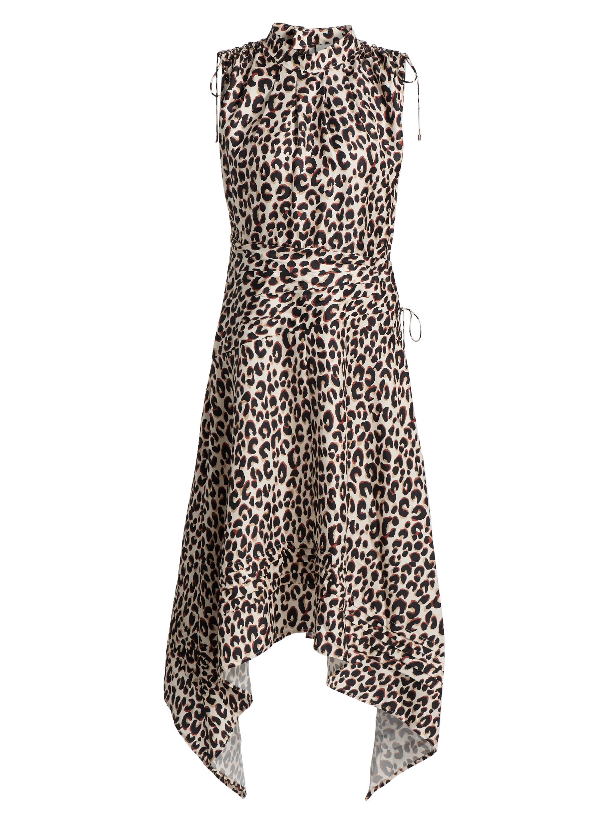 3.1 Phillip Lim Women's Leopard-Print Silk-Blend Ruched Midi-Dress - Chalk Multi