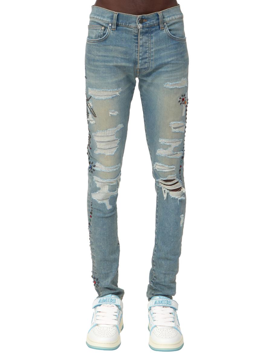 Amiri Floral Stud Skinny Jeans | Saks Fifth Avenue