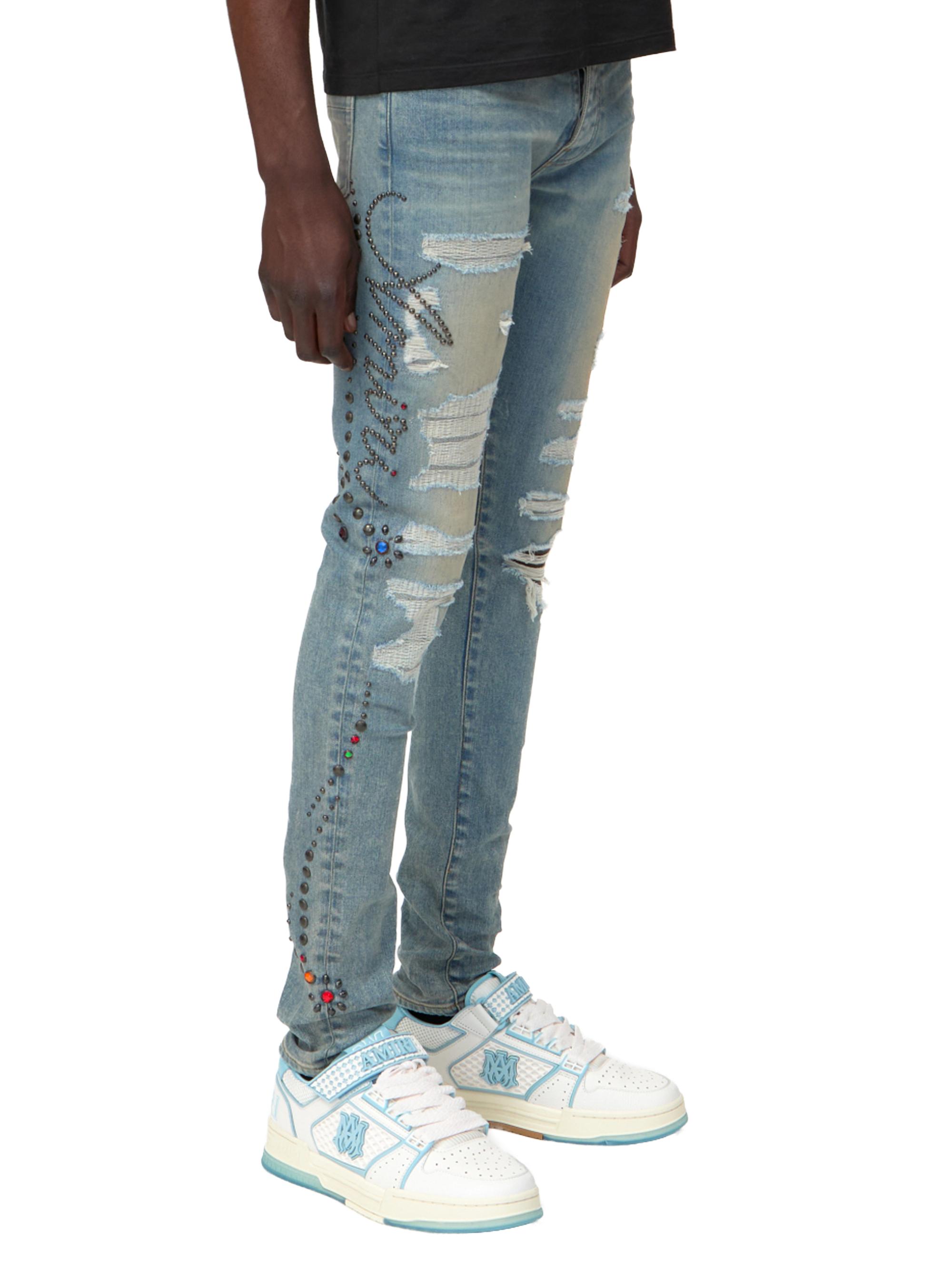Amiri Floral Stud Skinny Jeans | Saks Fifth Avenue
