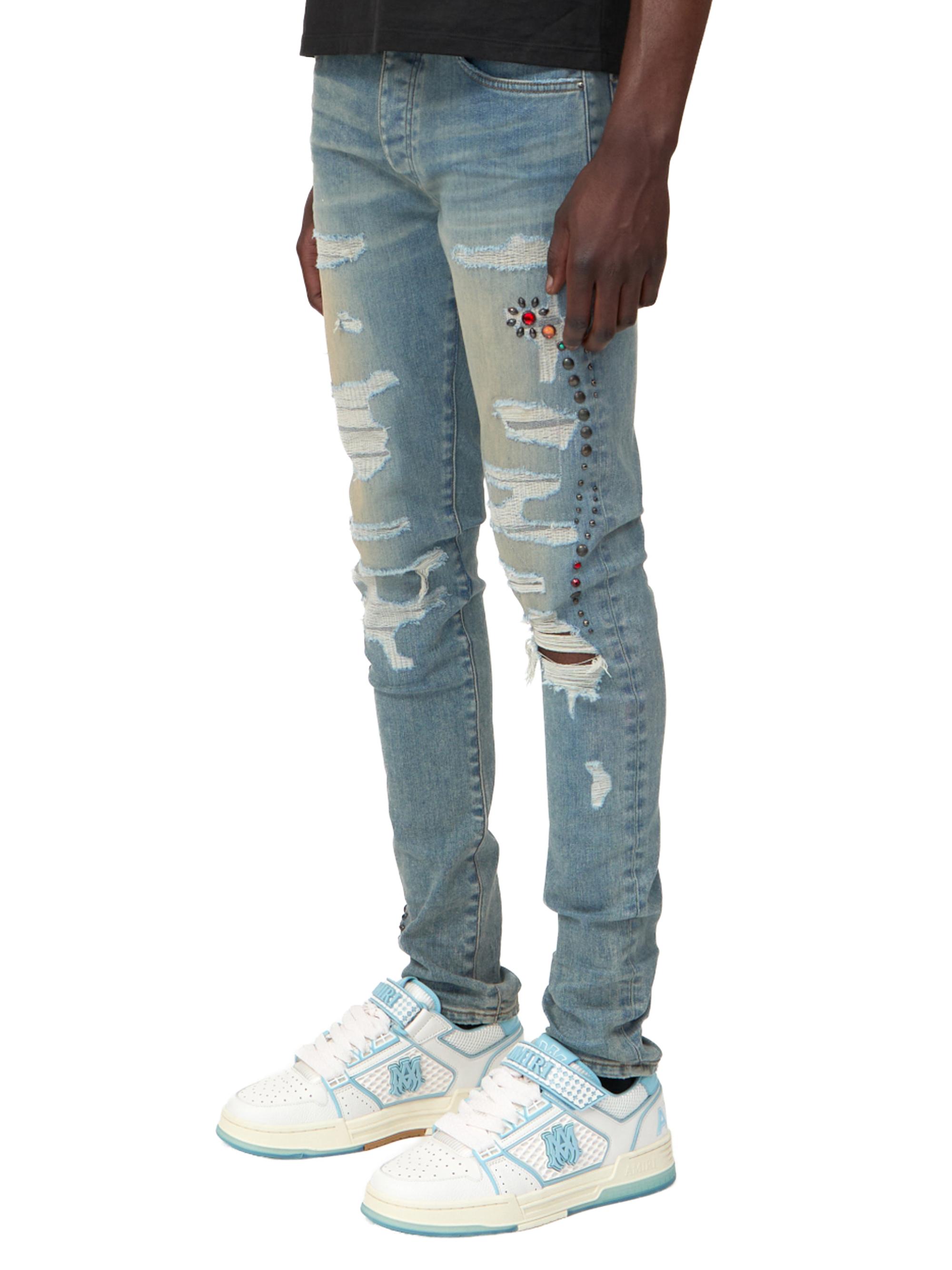 Amiri Floral Stud Skinny Jeans | Saks Fifth Avenue