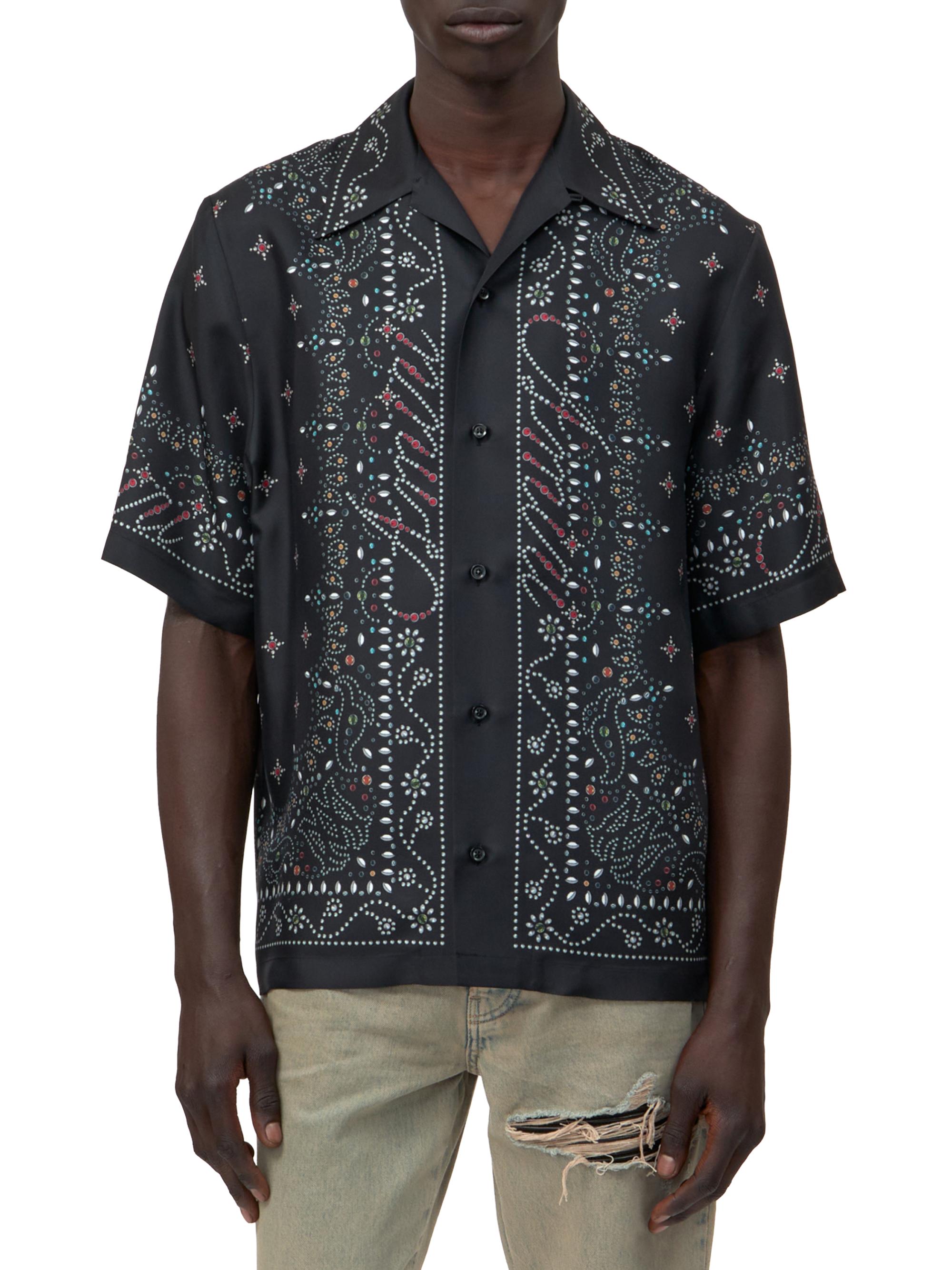 Amiri Men's Stud Silk Bowling Shirt - Black