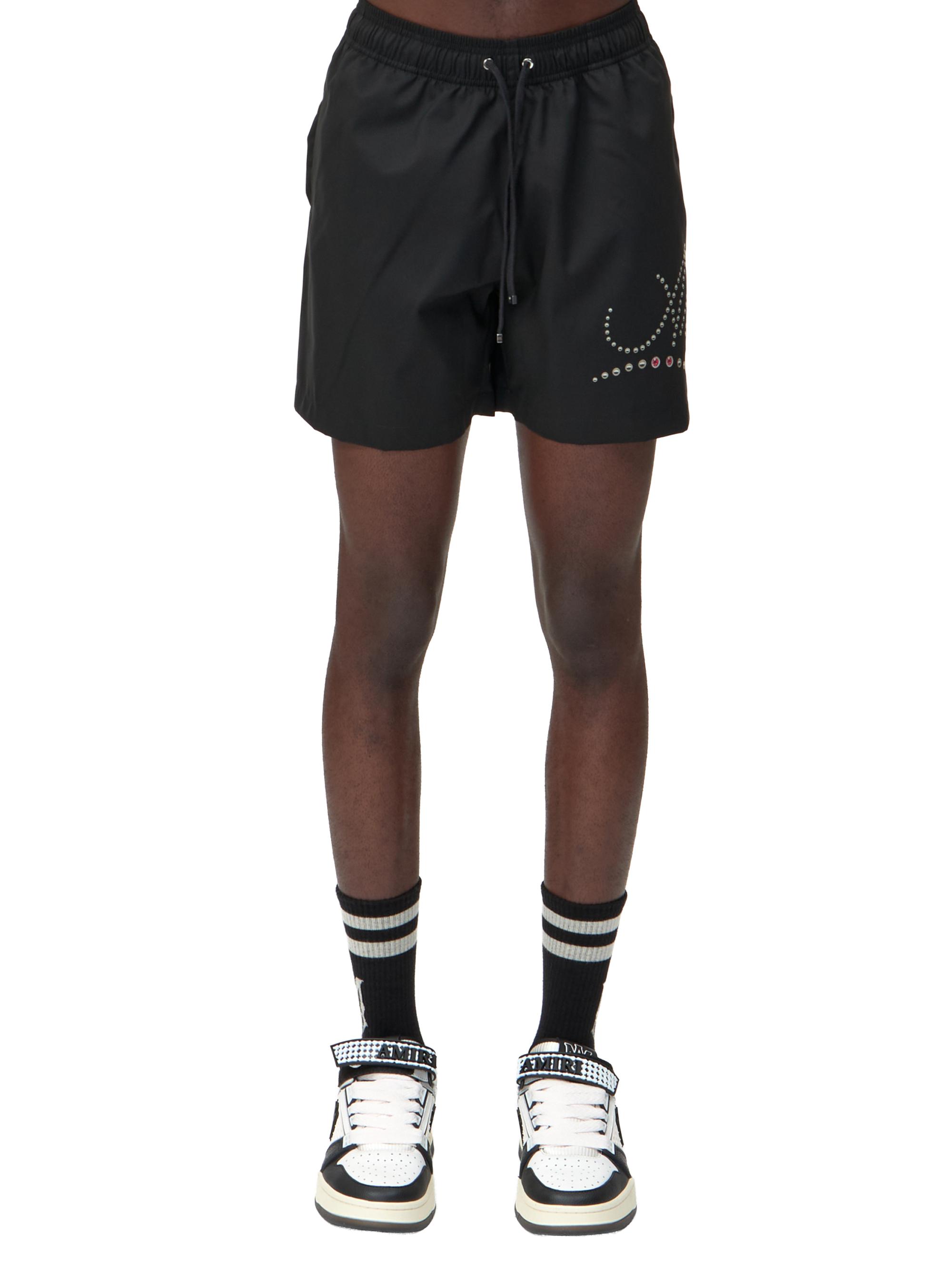 Amiri Men's Logo Stud-Print Swim Trunks - Black