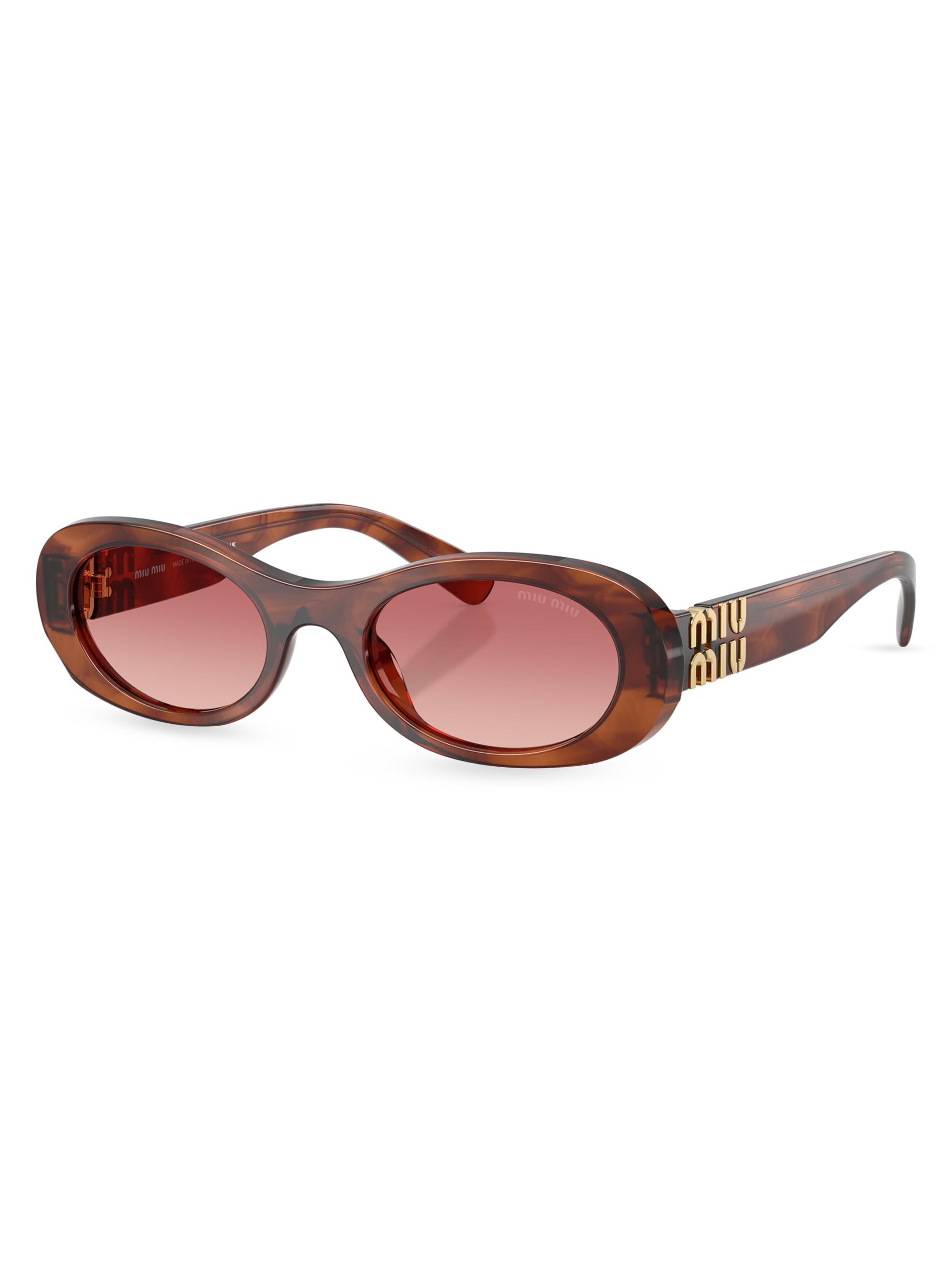Miu Miu 54MM Logo-Accented Oval Sunglasses | Saks Fifth Avenue
