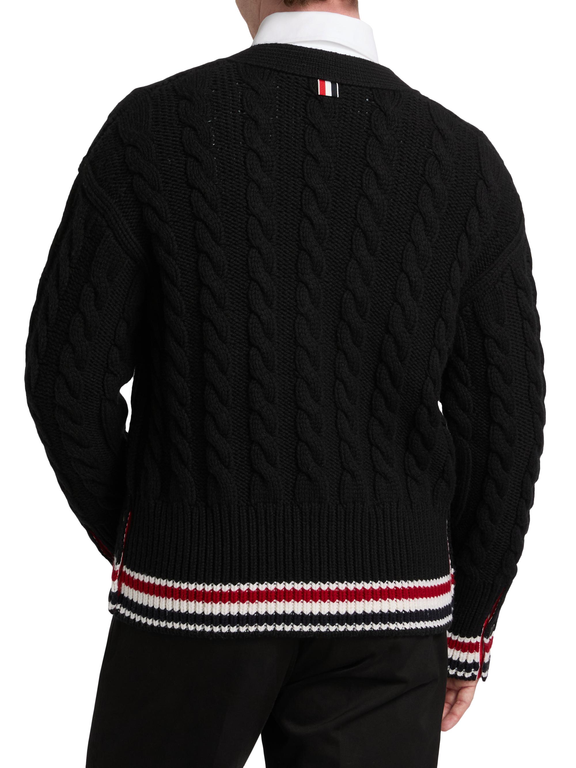 Thom Browne Cable-Knit Merino Wool Cardigan | Saks Fifth Avenue
