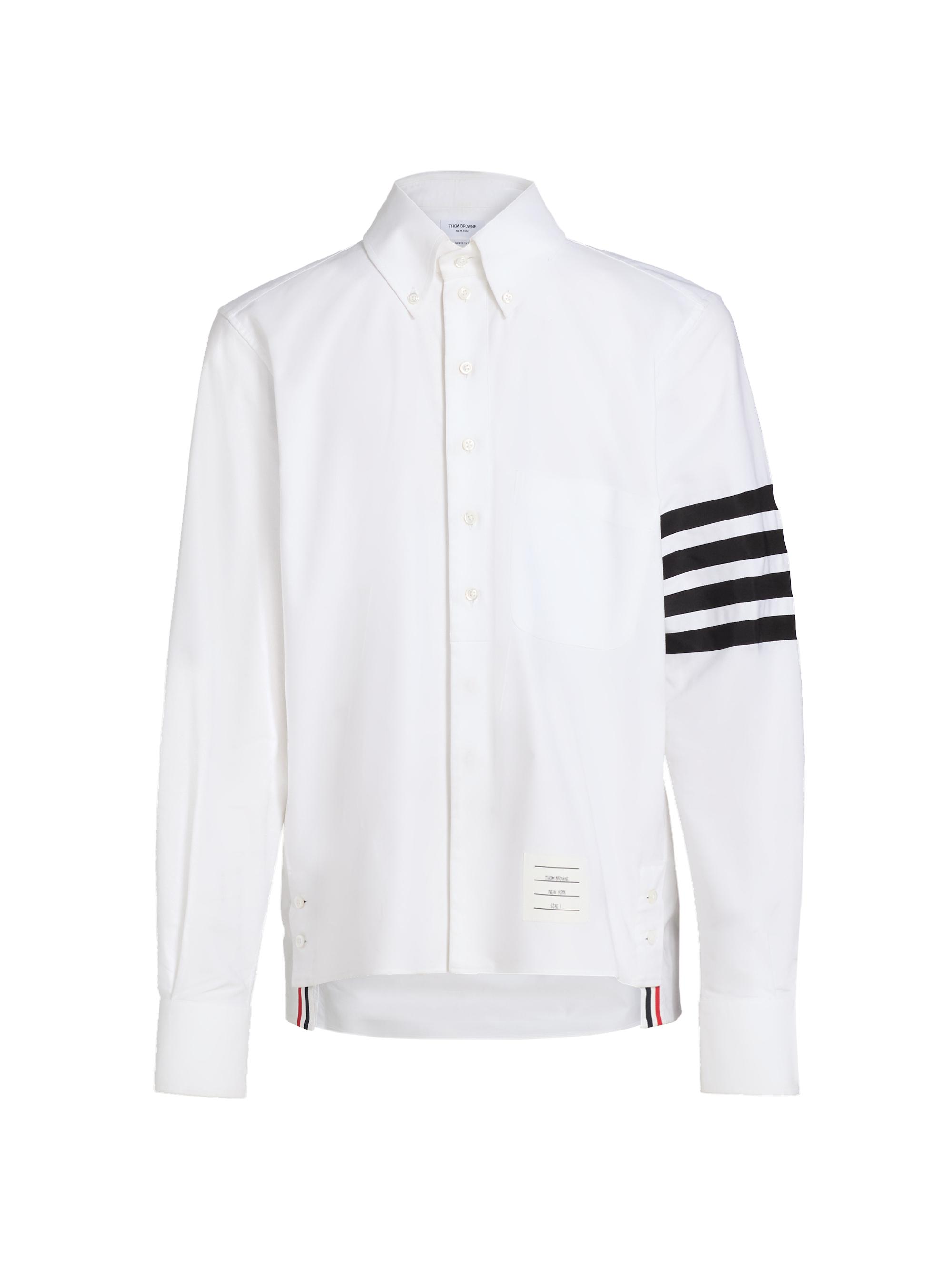 Thom Browne Men's Four-Bar Cotton Oxford Shirt - White