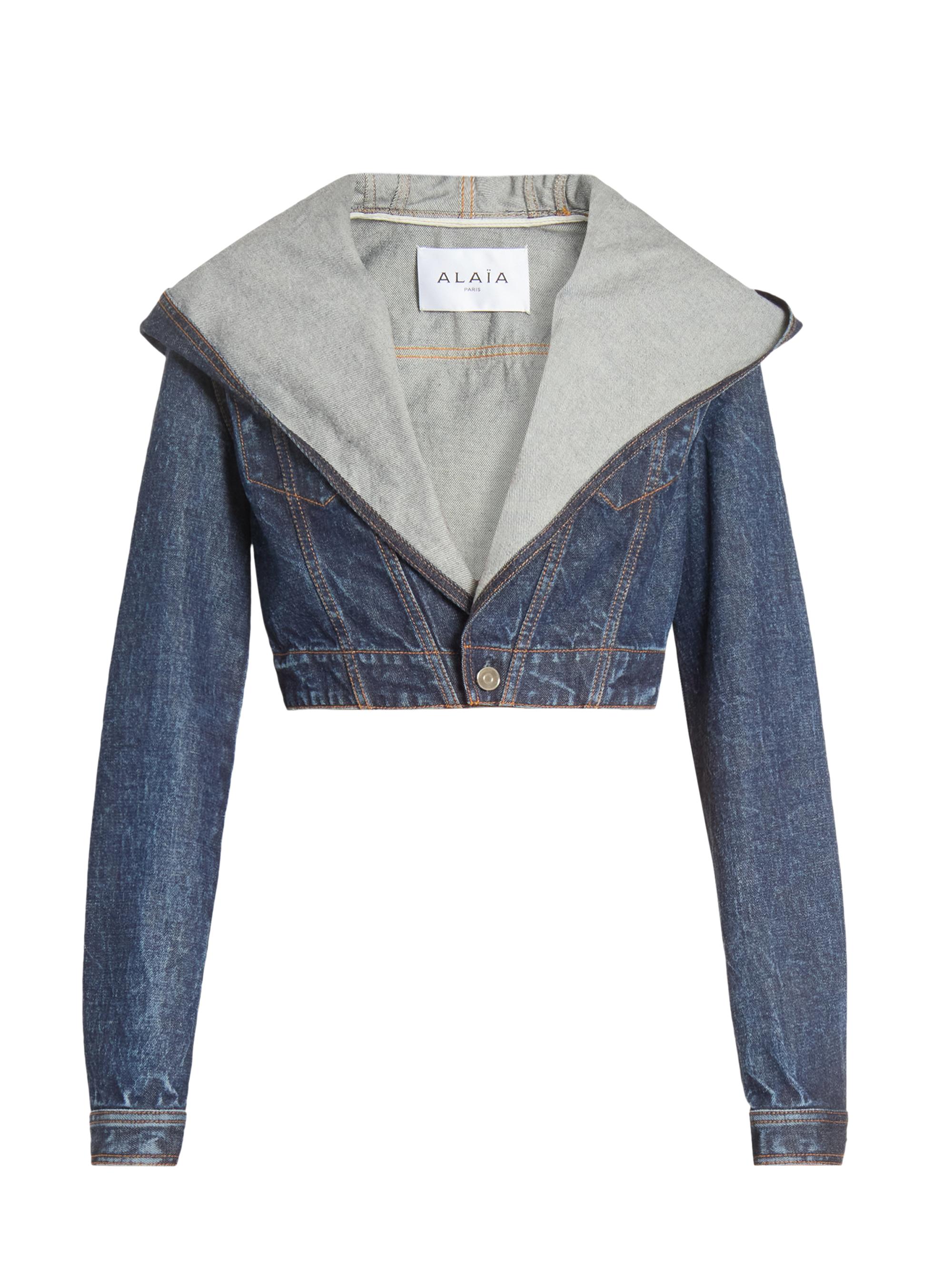 Alaïa Women's Hooded Denim Jacket - Dock Blue