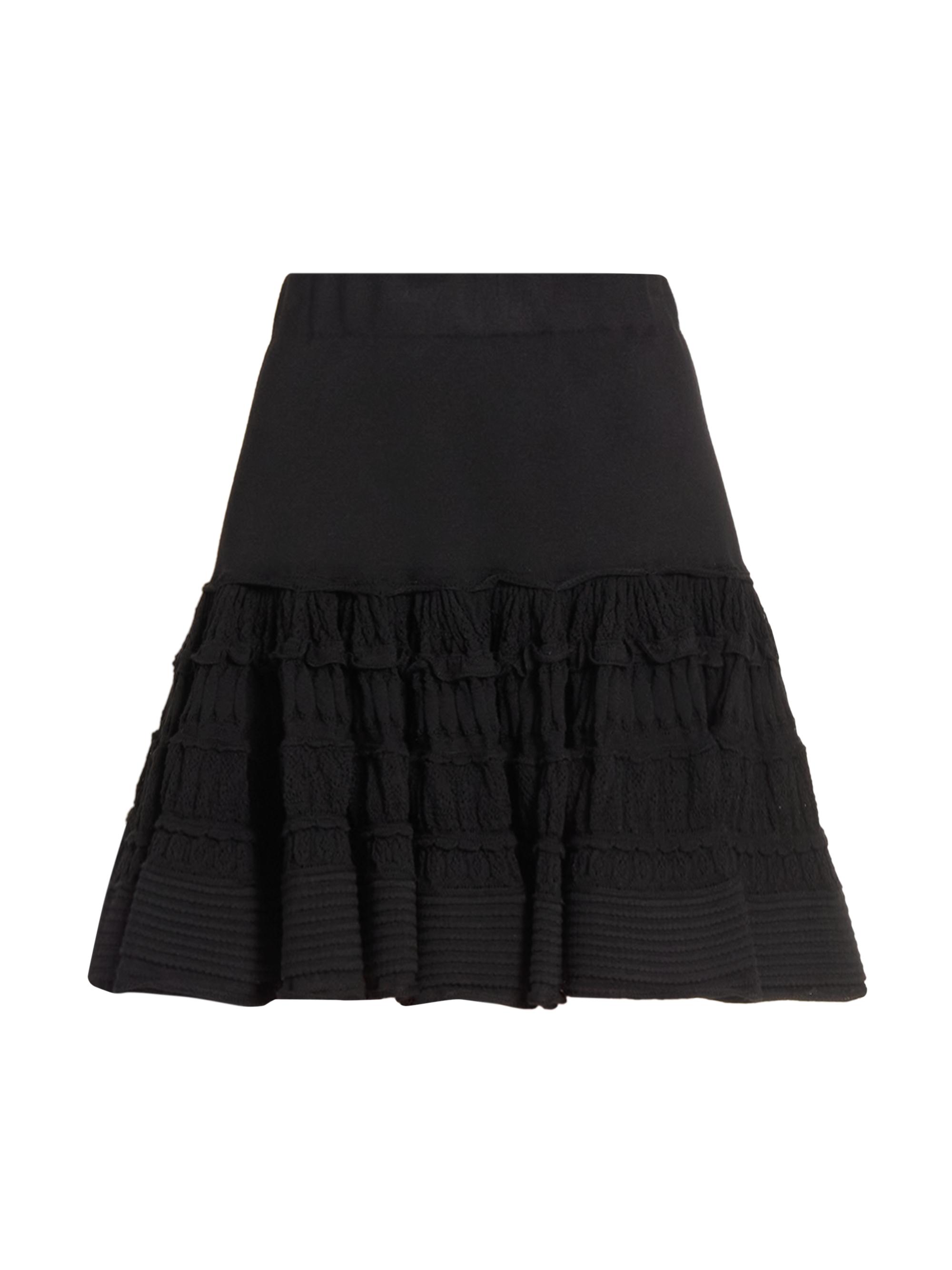 Alaïa Women's Ruffled Wool-Blend Miniskirt - Noir Alaia