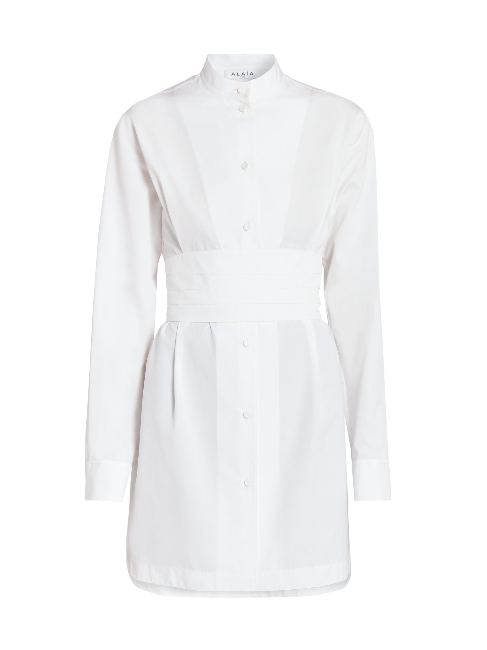 Alaïa Women's Poplin Wrap Mini-Shirtdress - Blanc