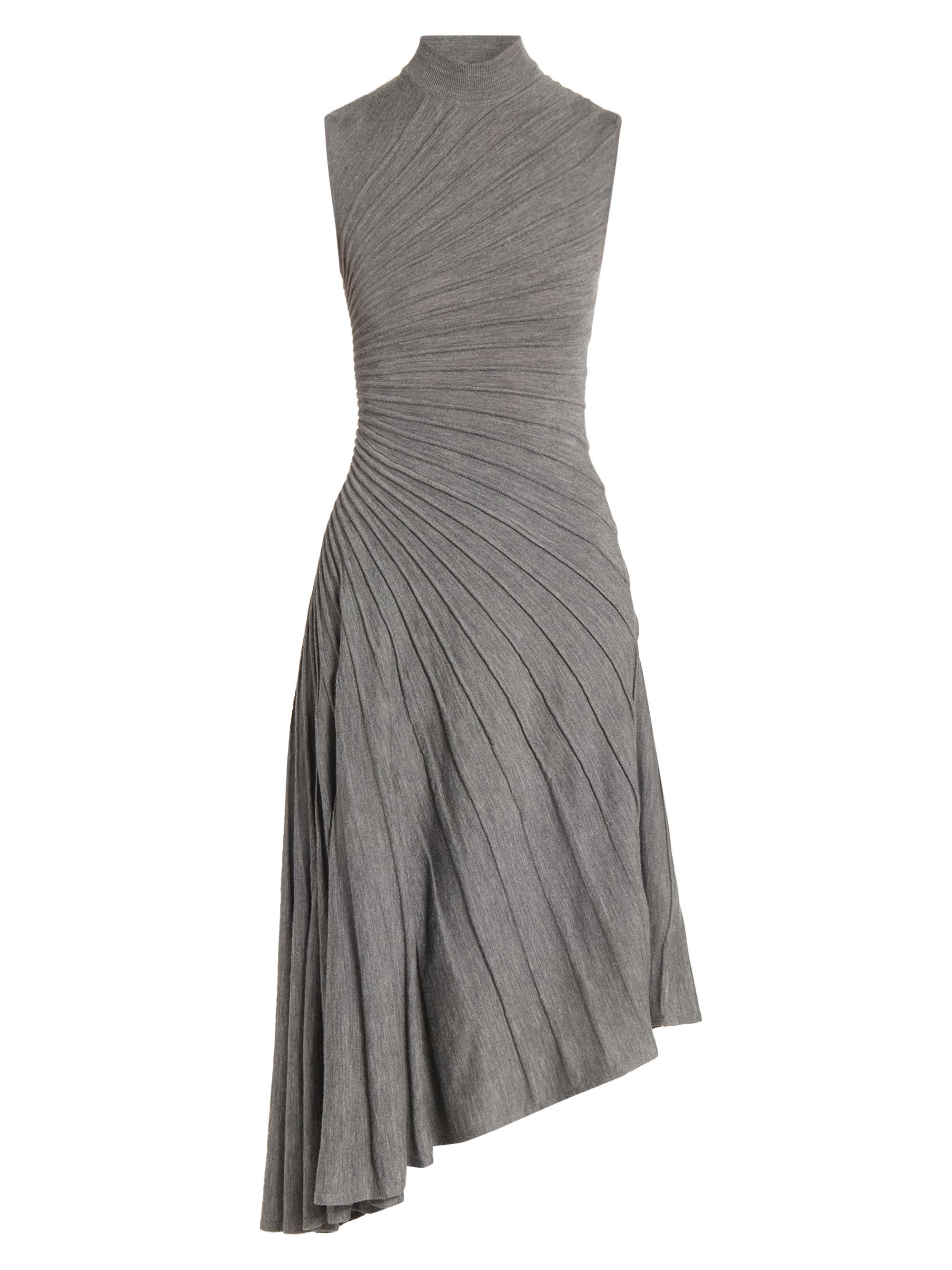 Alaïa Women's Ray Sleeveless Wool A-Line Midi-Dress - Gris Chine