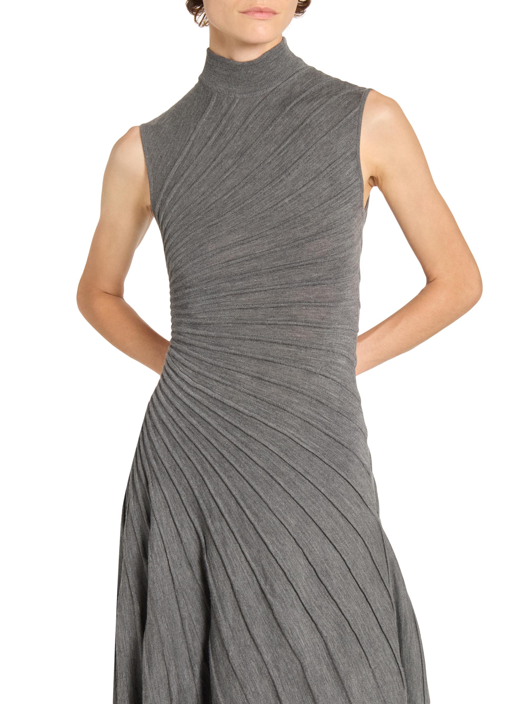 Alaïa Ray Sleeveless Wool A-Line Midi-Dress