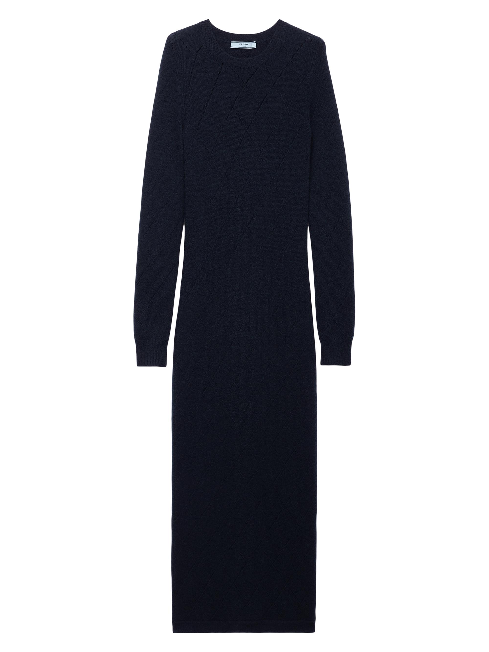 Prada Women's Openwork Cashmere Knit Dress - Blue
