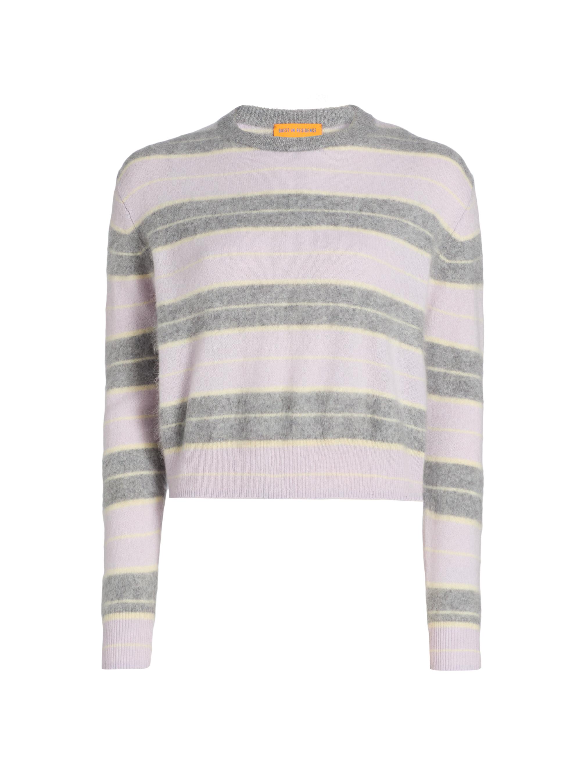 Guest in Residence Women's Grizzly Striped Cashmere Crewneck Sweater - Dusk Combo