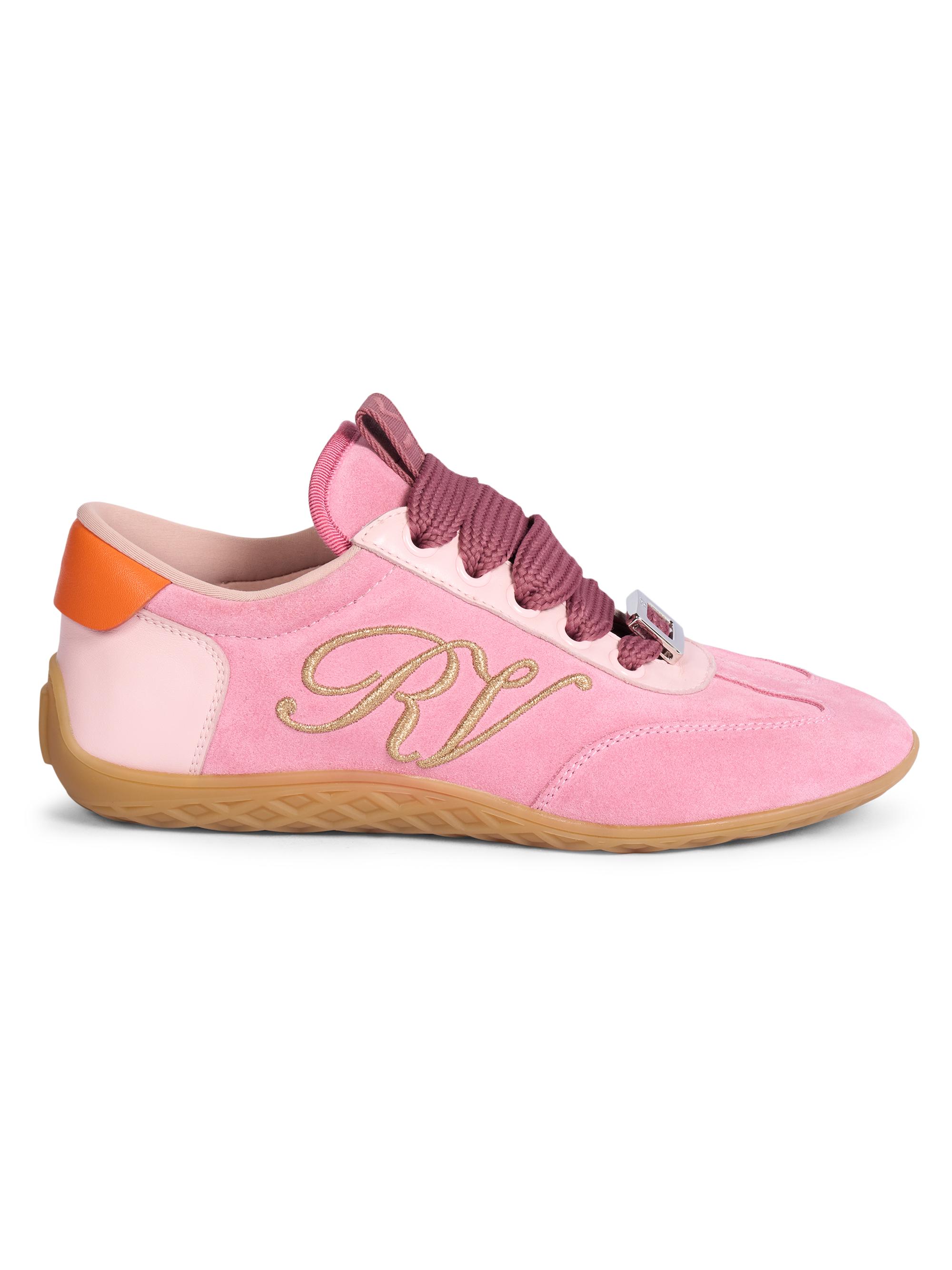Roger Vivier Women's Viv Cotton-Suede Low-Top Sneakers - Antique Pink