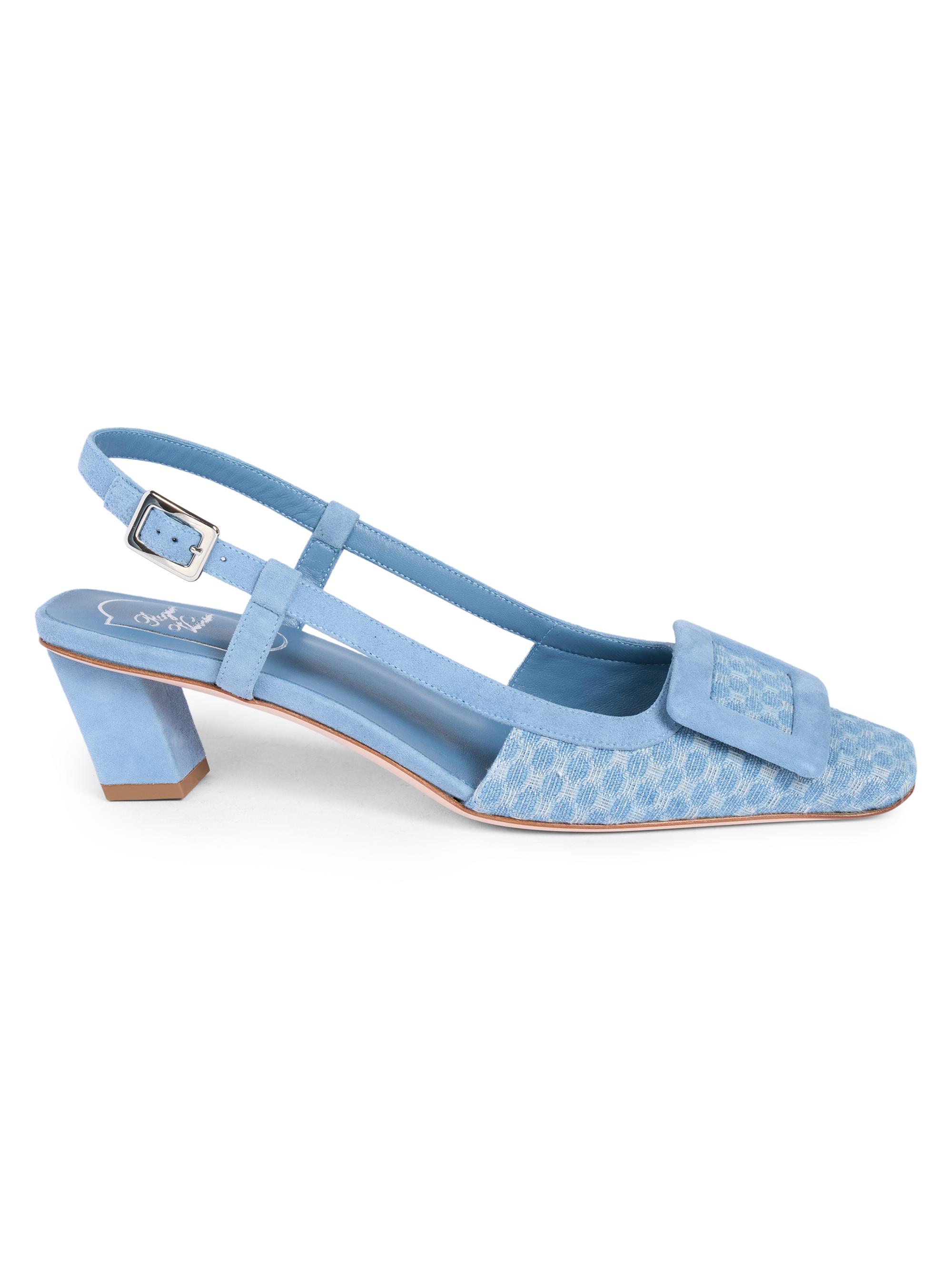 Roger Vivier Women's 45MM Denim Crochet Slingback Pumps - Denim