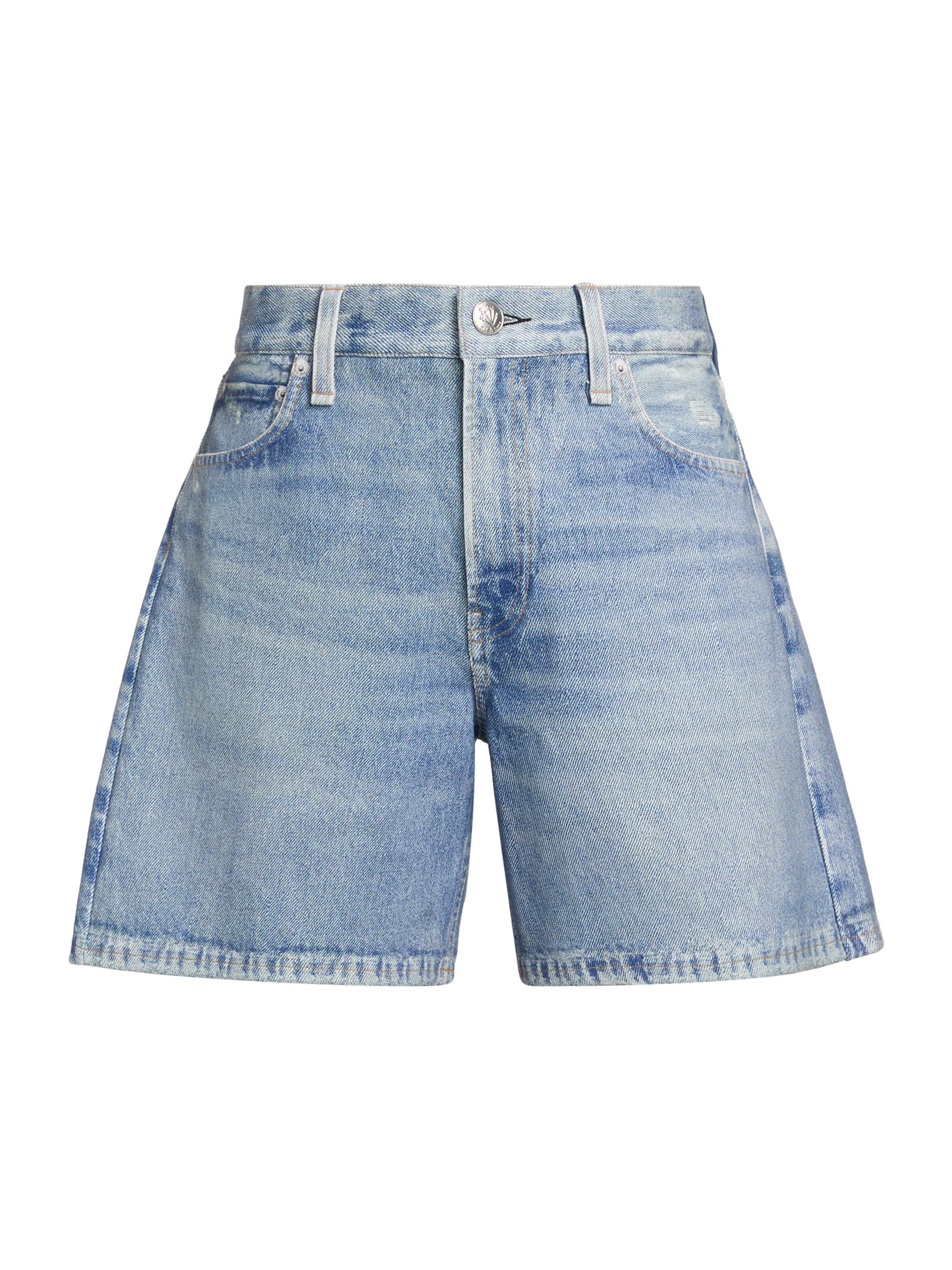 rag & bone Women's rb Miramar Ponte Kaia Whiskered Denim Shorts - Rosen | Thumbnail 8