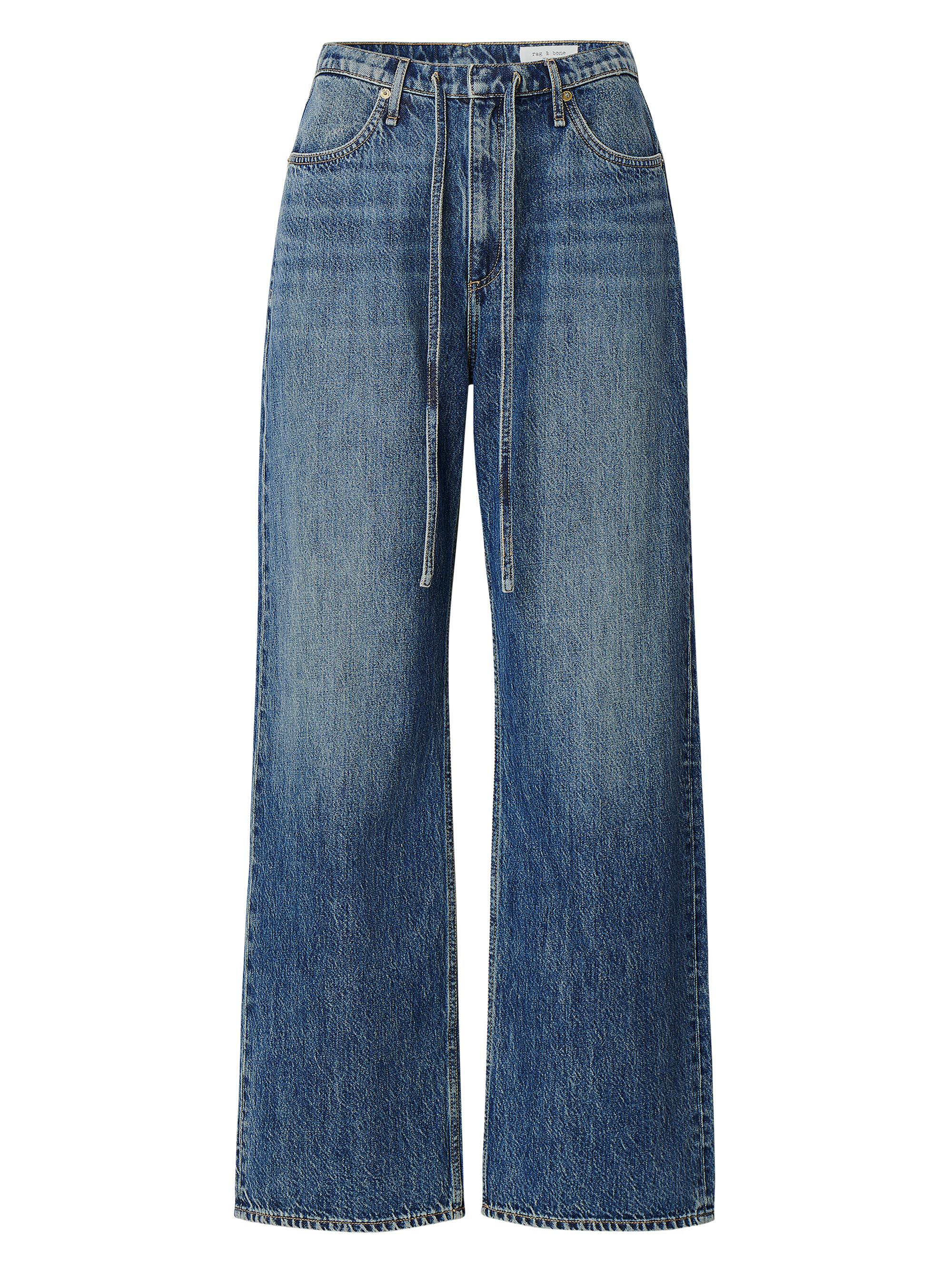 Phoebe Denim Mid-Rise Wide-Leg Drawstring Jeans