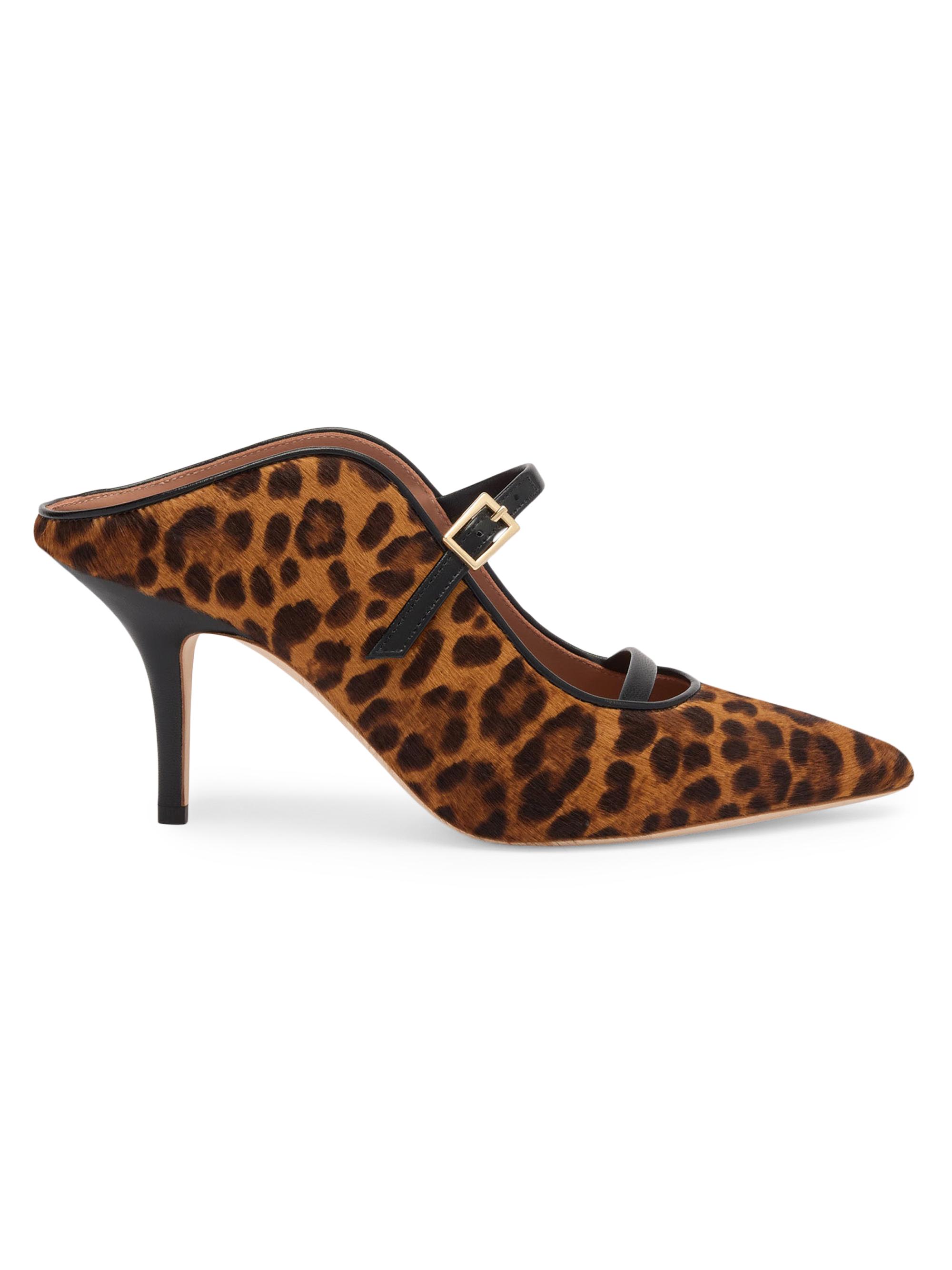Malone Souliers Women's Gala 70MM Leopard-Print Calf Hair Mules - Brown Black