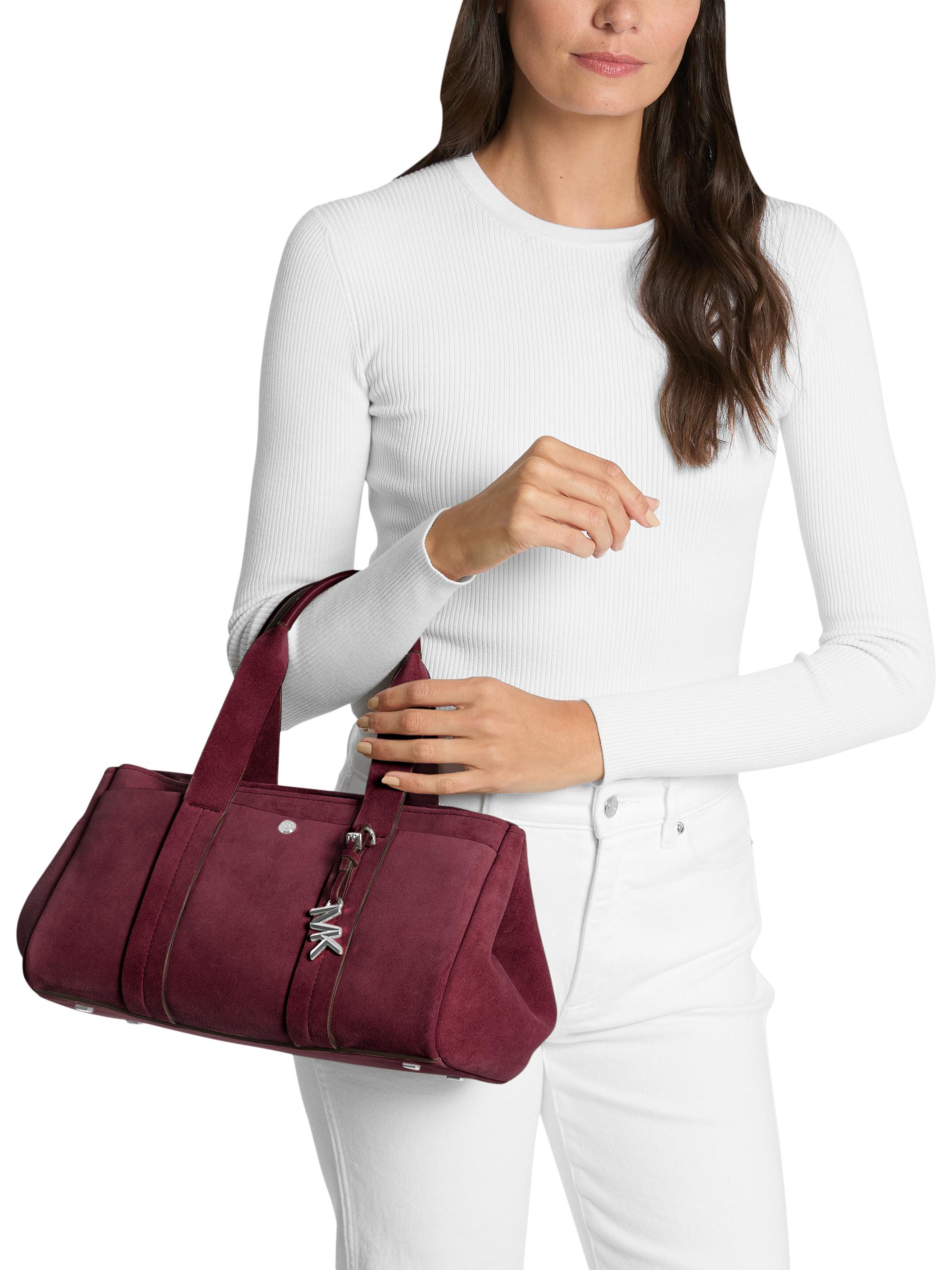 MICHAEL Michael Kors Small Romee Logo Suede Satchel | Saks Fifth Avenue
